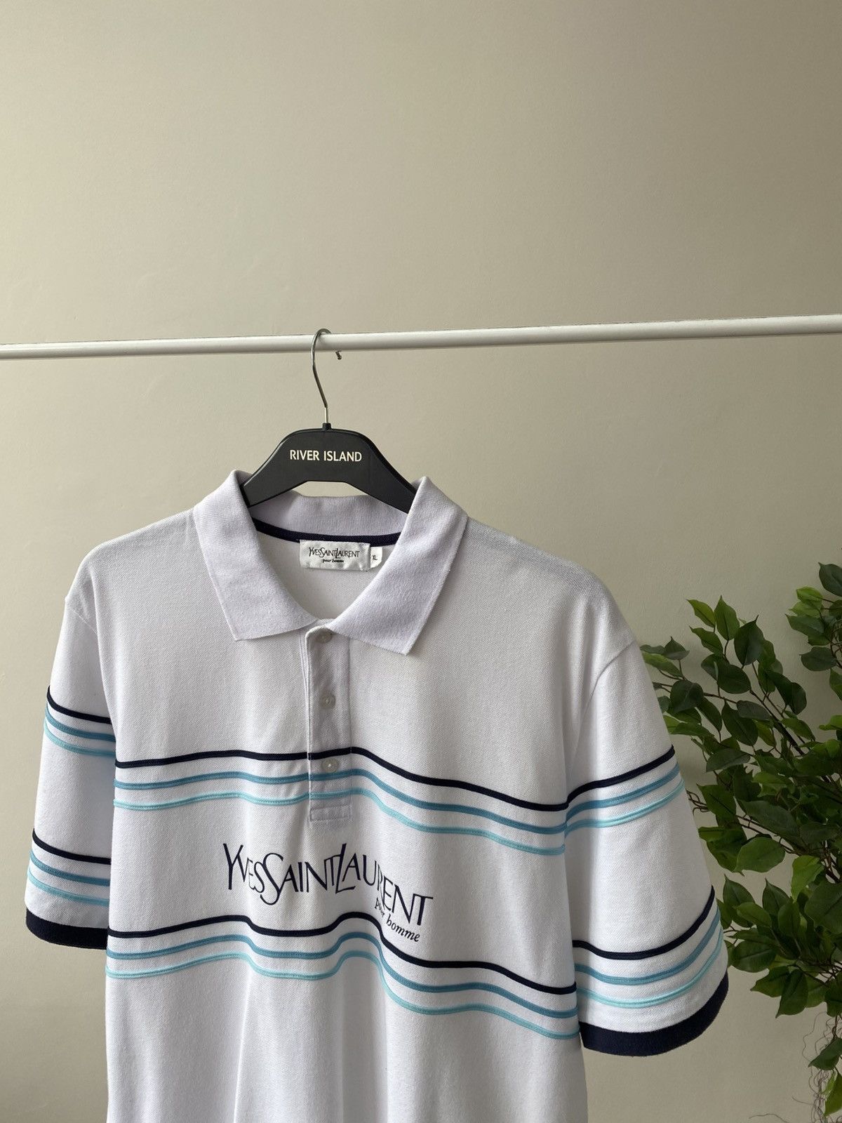 Vintage × Yves Saint Laurent Vintage Yves Saint Laurent Big Logo Print Polo T-shirt Size US XL / EU 56 / 4 - 6 Thumbnail