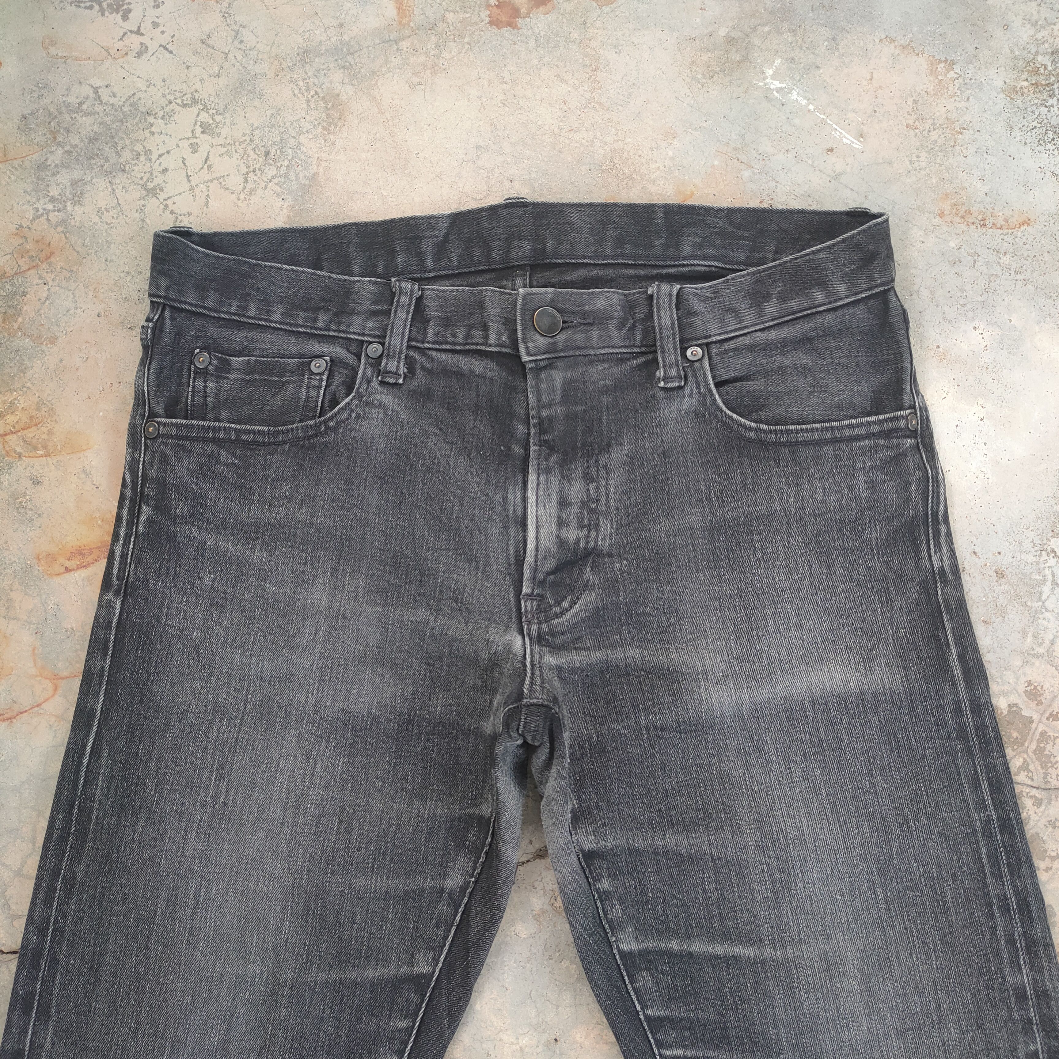Japanese Brand W32 VINTAGE JAPANESE SELVEGE SKINNY FADED BLACK DENIM PANTS Size US 32 / EU 48 - 3 Thumbnail
