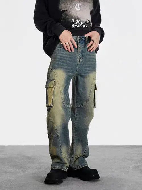 VIBE Vintage washed distressed pocket jeans Size US 32 / EU 48 - 2 Thumbnail