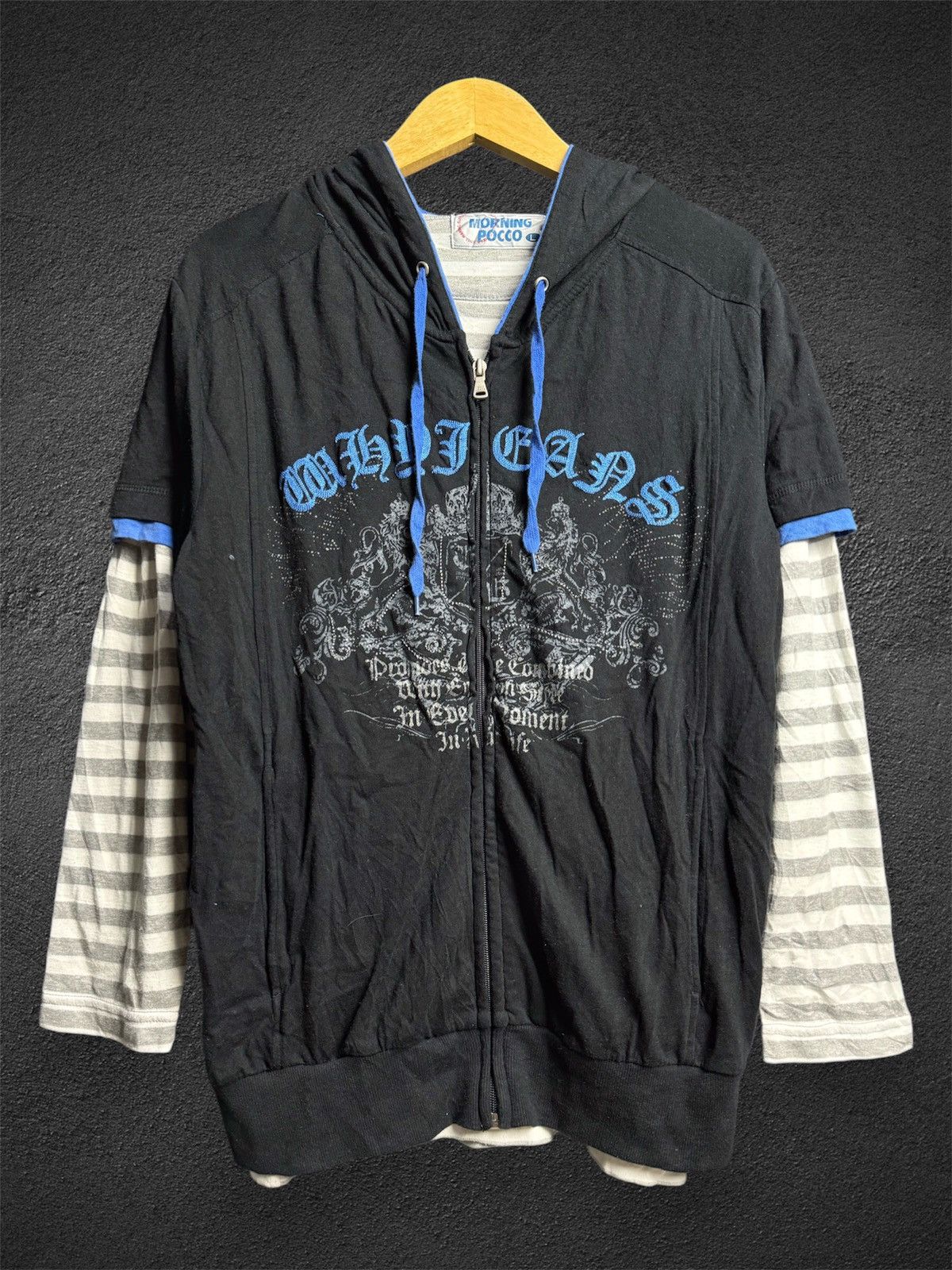 If Six Was Nine × Japanese Brand × Le Grande Bleu (L.G.B.) Japanese Poem Double Layers 1of1 Hoodie X Long Sleeve Size US M / EU 48-50 / 2 - 1 Thumbnail