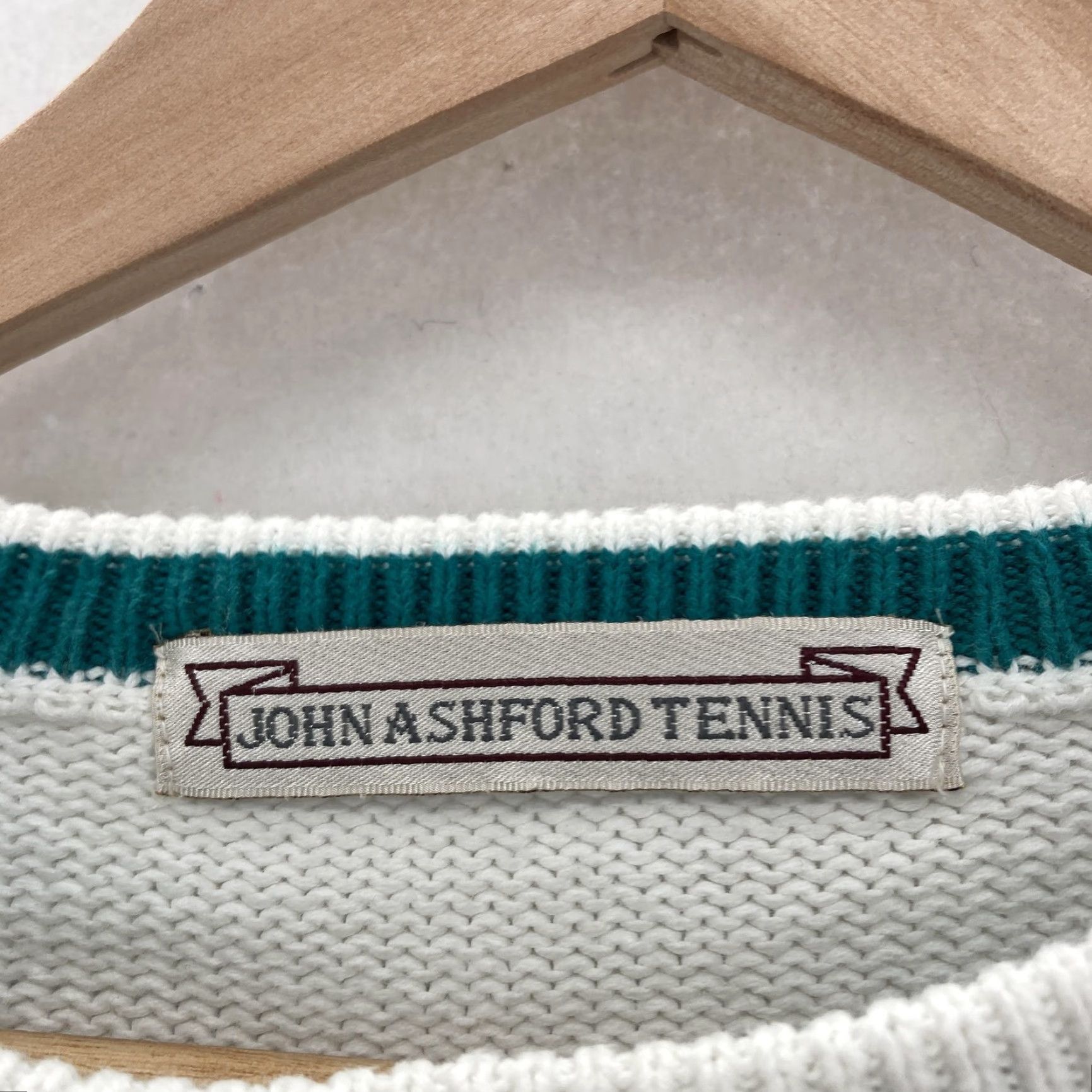 Vintage VINTAGE John Ashford Tennis Sweater Mens Large White Crewneck Cotton Grid 90s Size US L / EU 52-54 / 3 - 2 Thumbnail