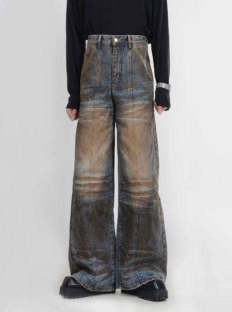 Japanese Brand × Jean Straight Wide Leg Jeans Deconstructs Vintage Washed Size US 30 / EU 46 - 1 Thumbnail
