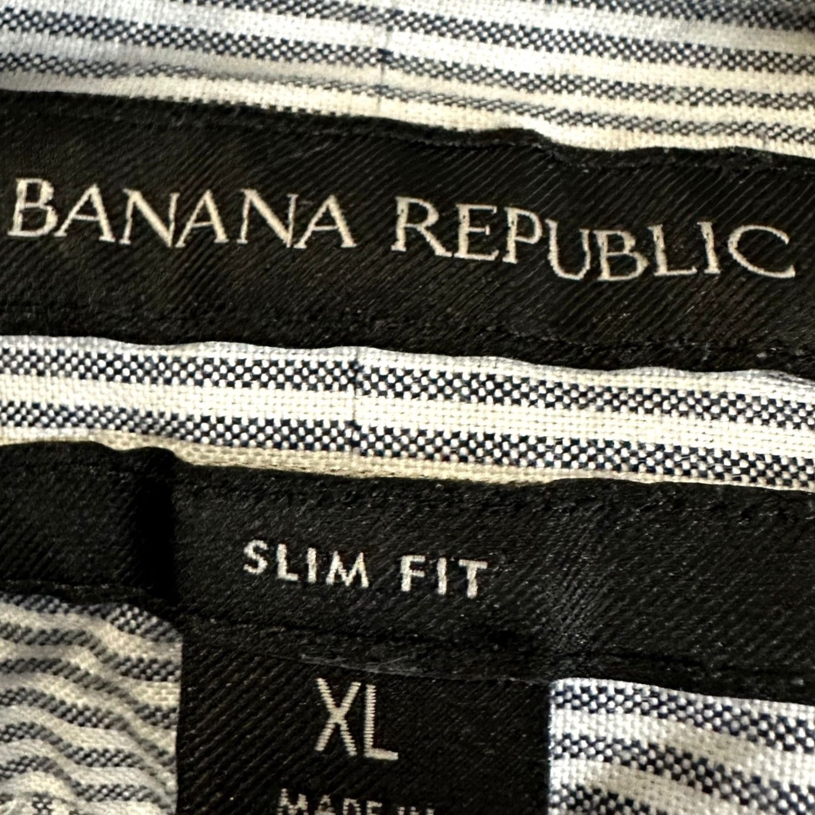 Banana Republic Banana Republic Shirt Button Up Men XL Gray Stripes Long Sleeve Slim Fit Size US XL / EU 56 / 4 - 5 Thumbnail
