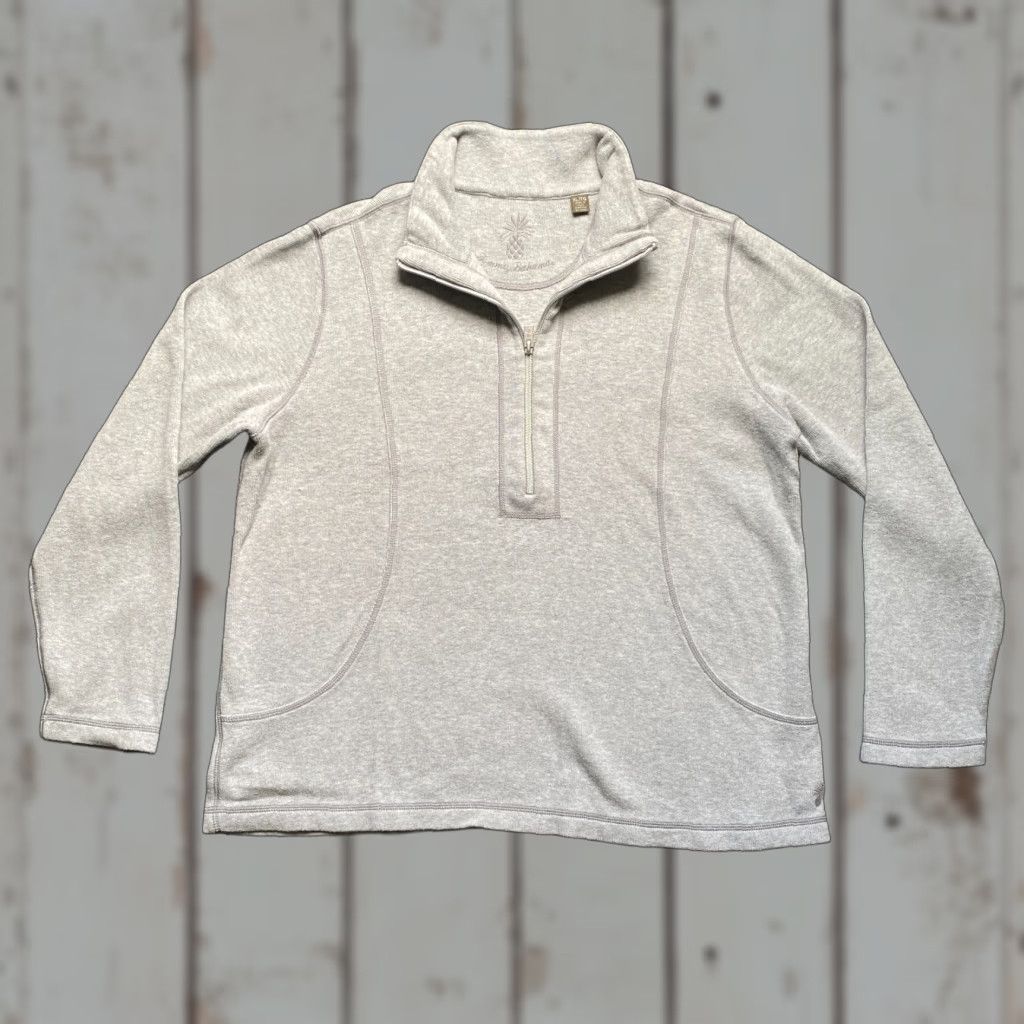Tommy Bahama Tommy Bahama Mens Pullover Sweater 1/4 Zip Gray XL Long Sleeve Mock Neck Embroidered Logo Zipper Casual Knit Cotton Shirt Size US XL / EU 56 / 4 - 1 Thumbnail