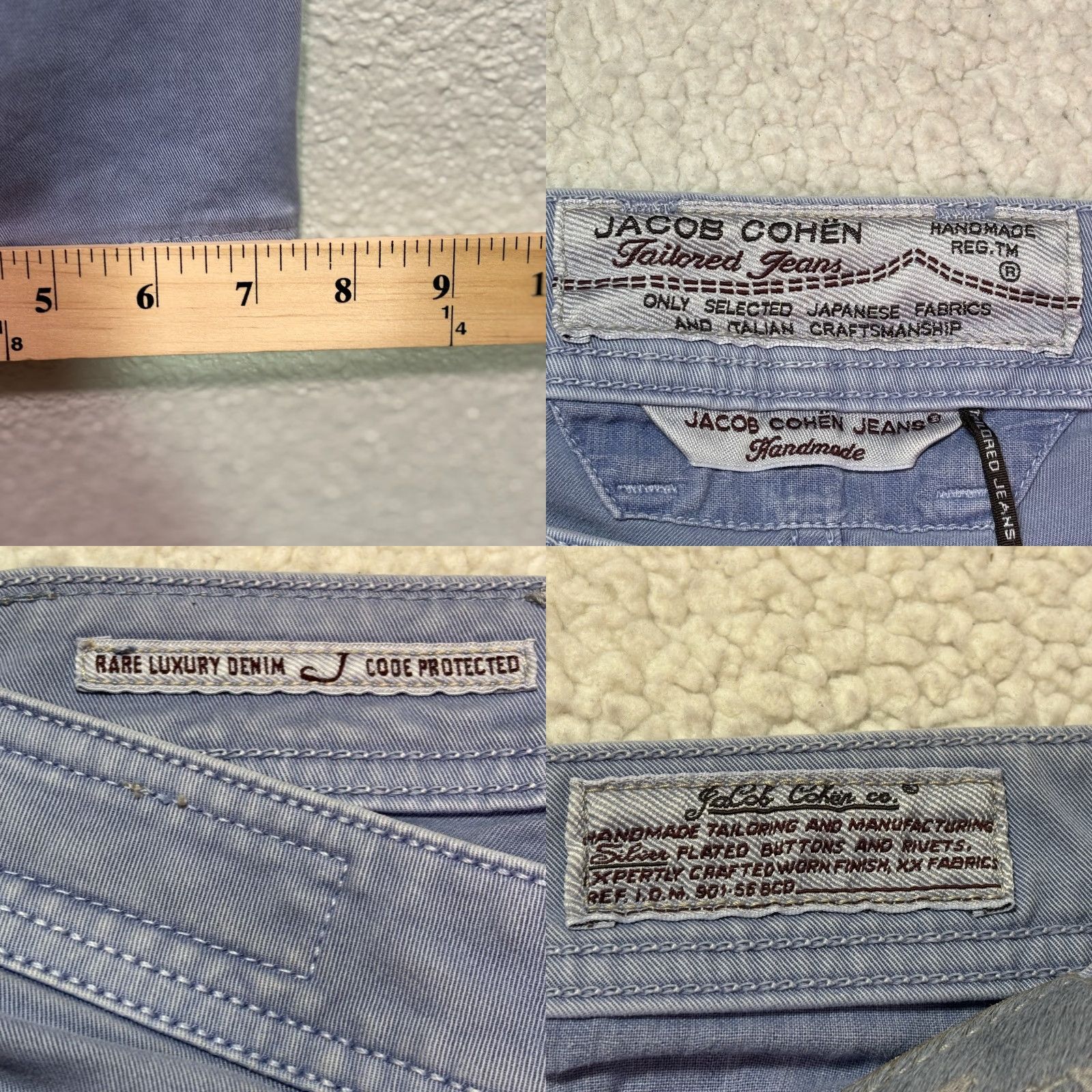 Jacob Cohen Jacob Cohen Jeans 33x28 Button Italy Denim 5-Pocket Straight Mens Blue Fashion Comfort Belted Logo Regular Inseam 28" Size US 33 - 8 Thumbnail
