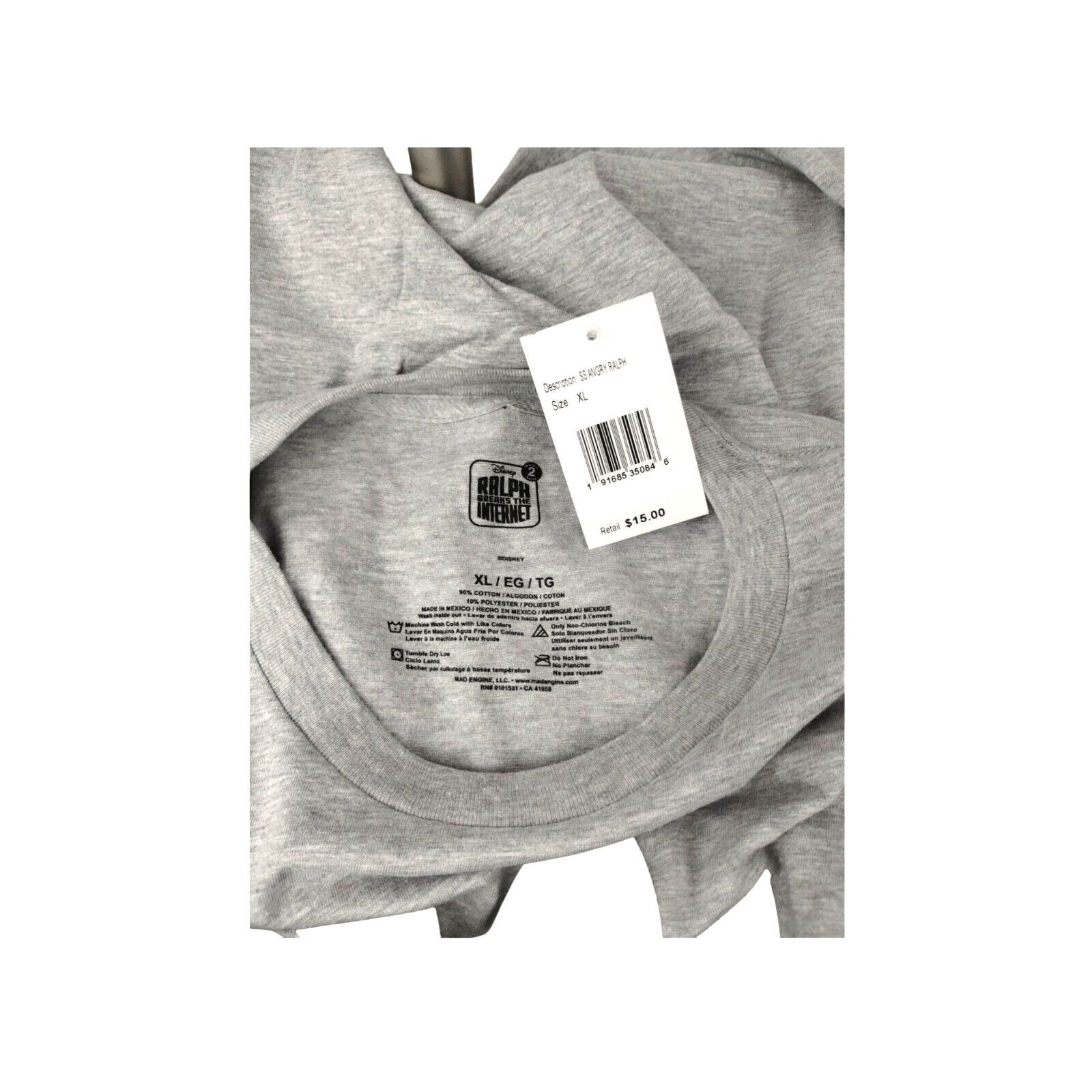 Disney Disney Wreck-It Ralph Graphic Tee XL Gray Mens T-Shirt Size US XL / EU 56 / 4 - 5 Thumbnail