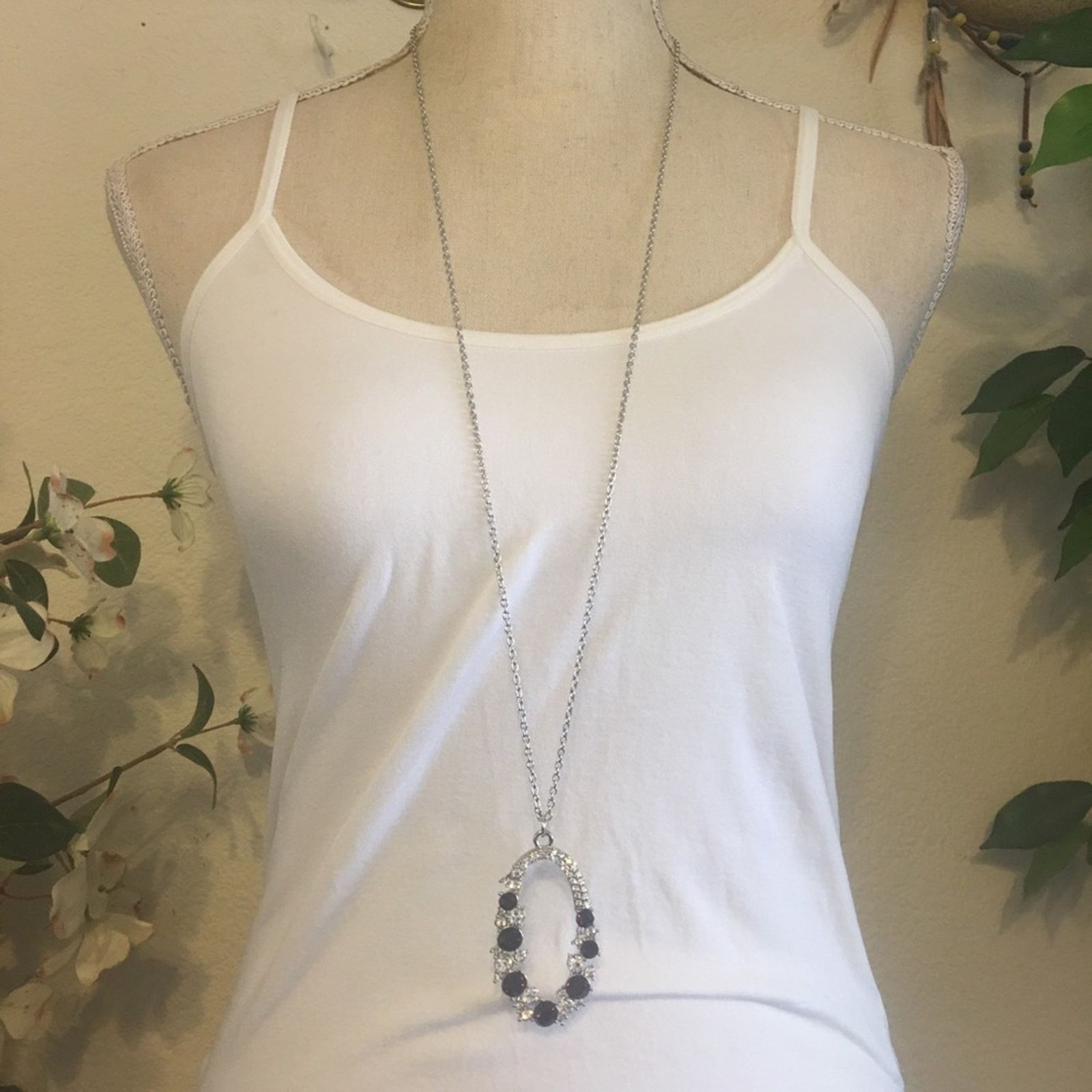 Jewelry Deep purple stone covered amulet on chain necklace Size ONE SIZE - 2 Thumbnail