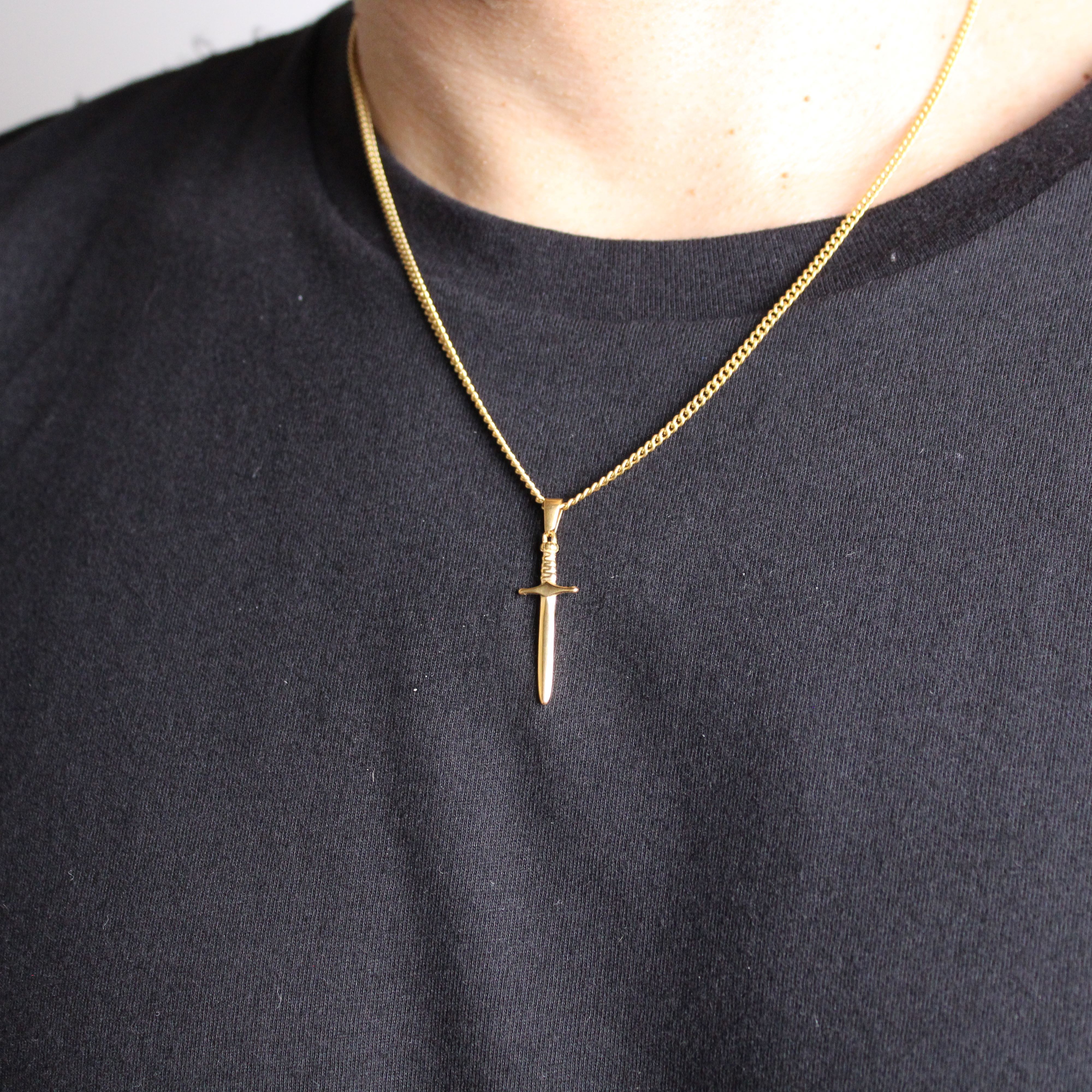 Jewelry Gold Dagger Pendant Chain Necklace Size ONE SIZE - 3 Thumbnail