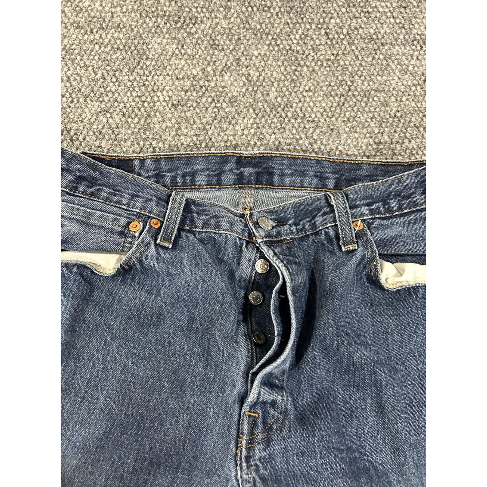 Levi's VINTAGE Levis 501 Jeans Mens 36x34 Blue Straight Leg Button Fly Denim Paint Splatter Size US 36 / EU 52 - 5 Thumbnail