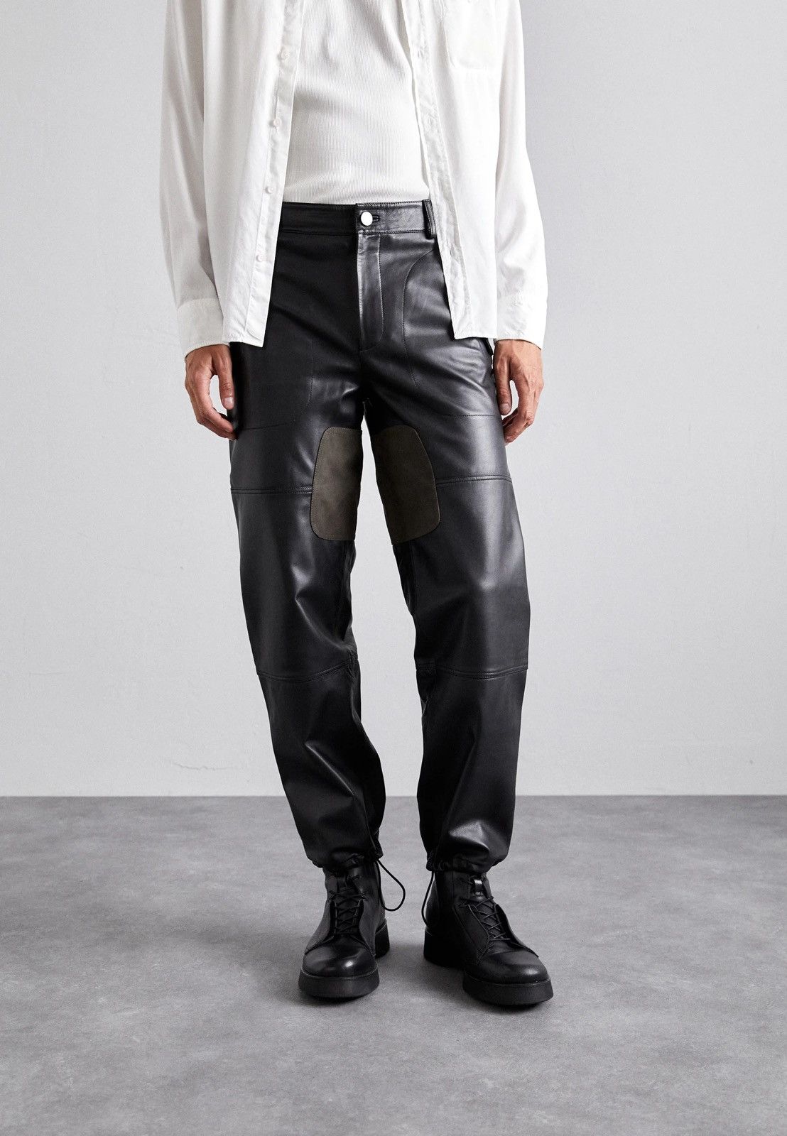 Leather !DS! SS23 Studio ID Suede Patch Leather Moto Trousers Size US 34 / EU 50 - 4 Thumbnail