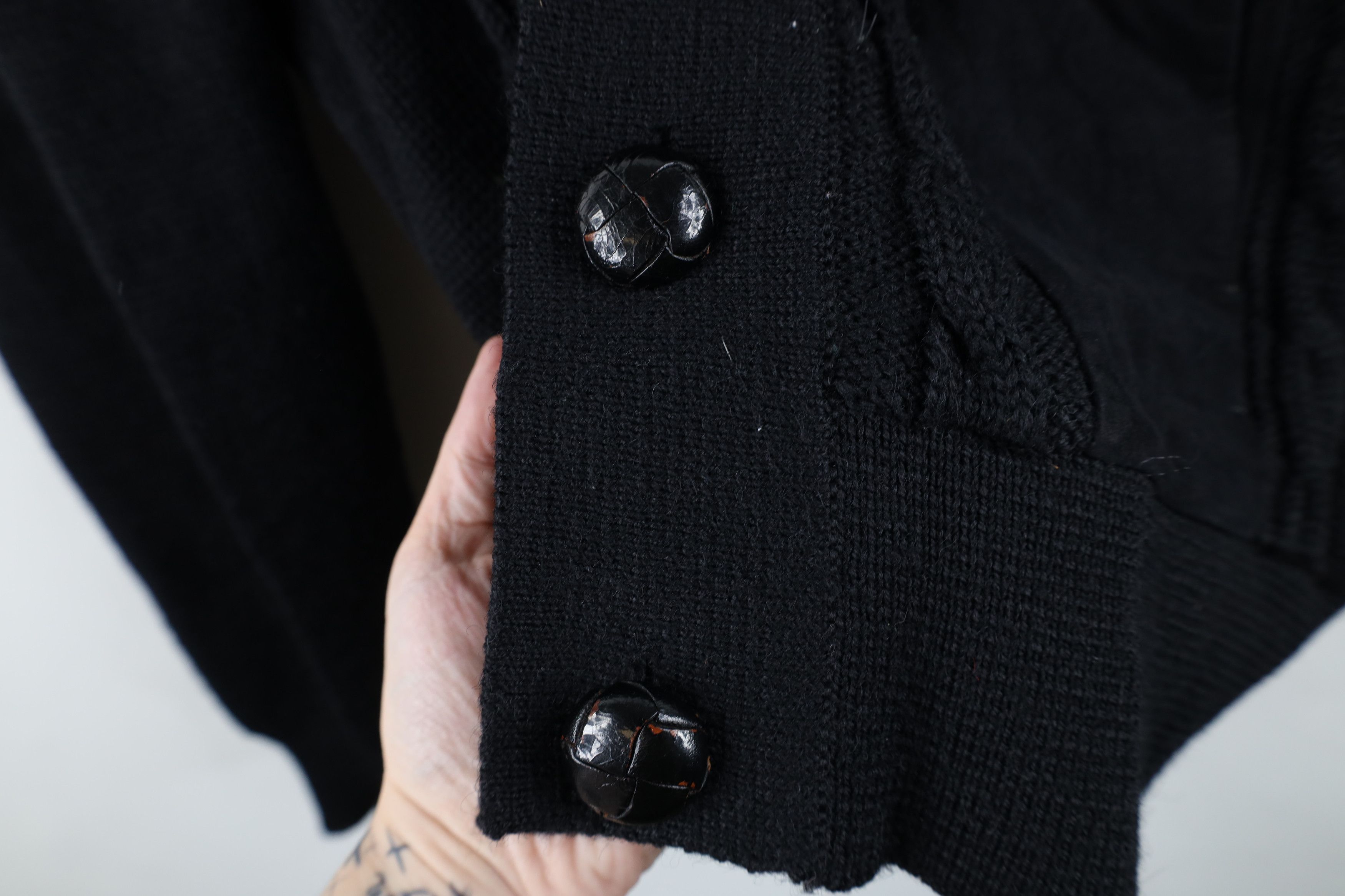 Vintage Vintage 50s Rockabilly Wool Suede Leather Cardigan Sweater Size US M / EU 48-50 / 2 - 5 Thumbnail