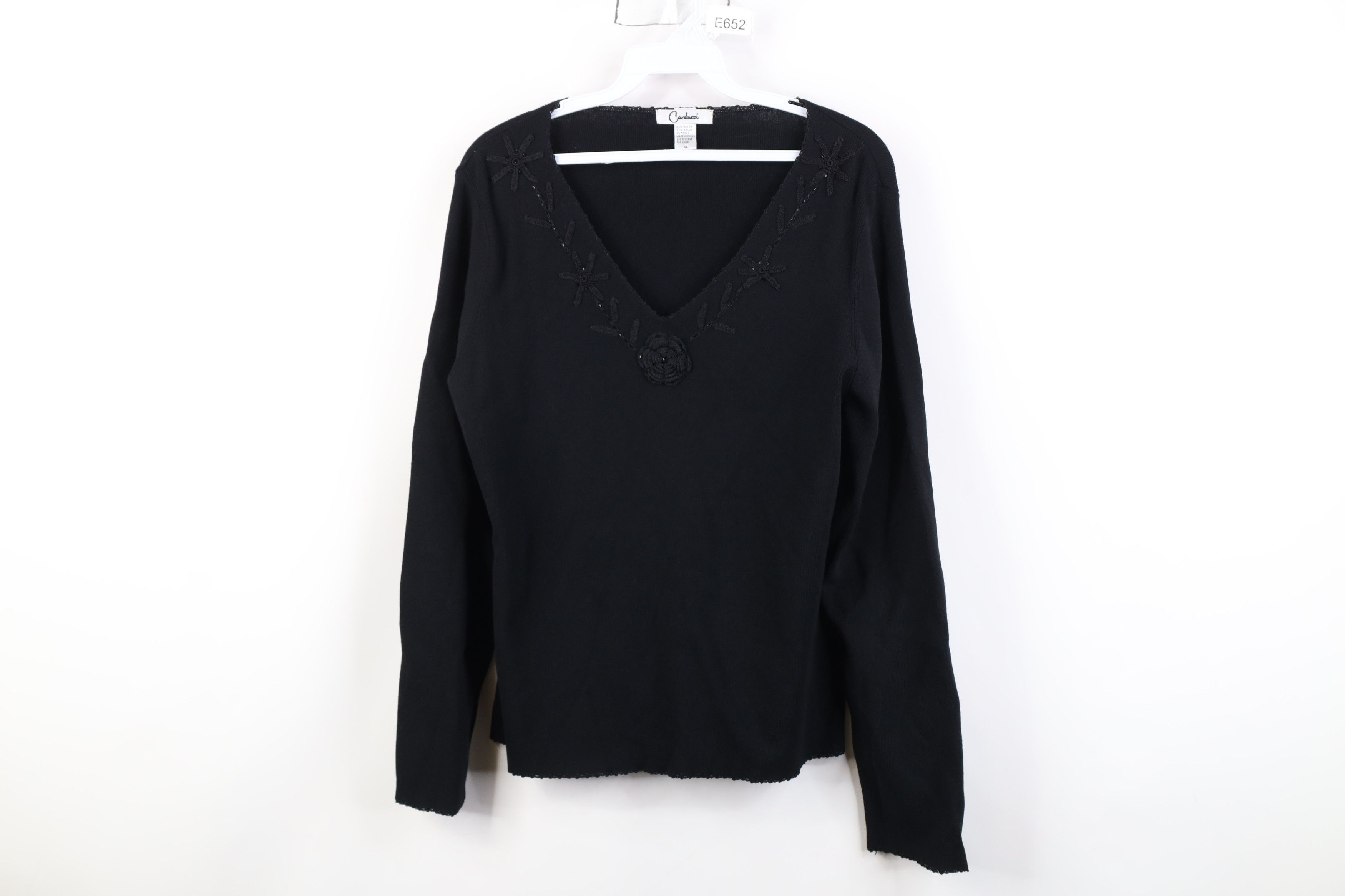 Vintage Vintage 90s Streetwear Babydoll Ribbed V-Neck Sweater Black Size XL / US 12-14 / IT 48-50 - 1 Thumbnail