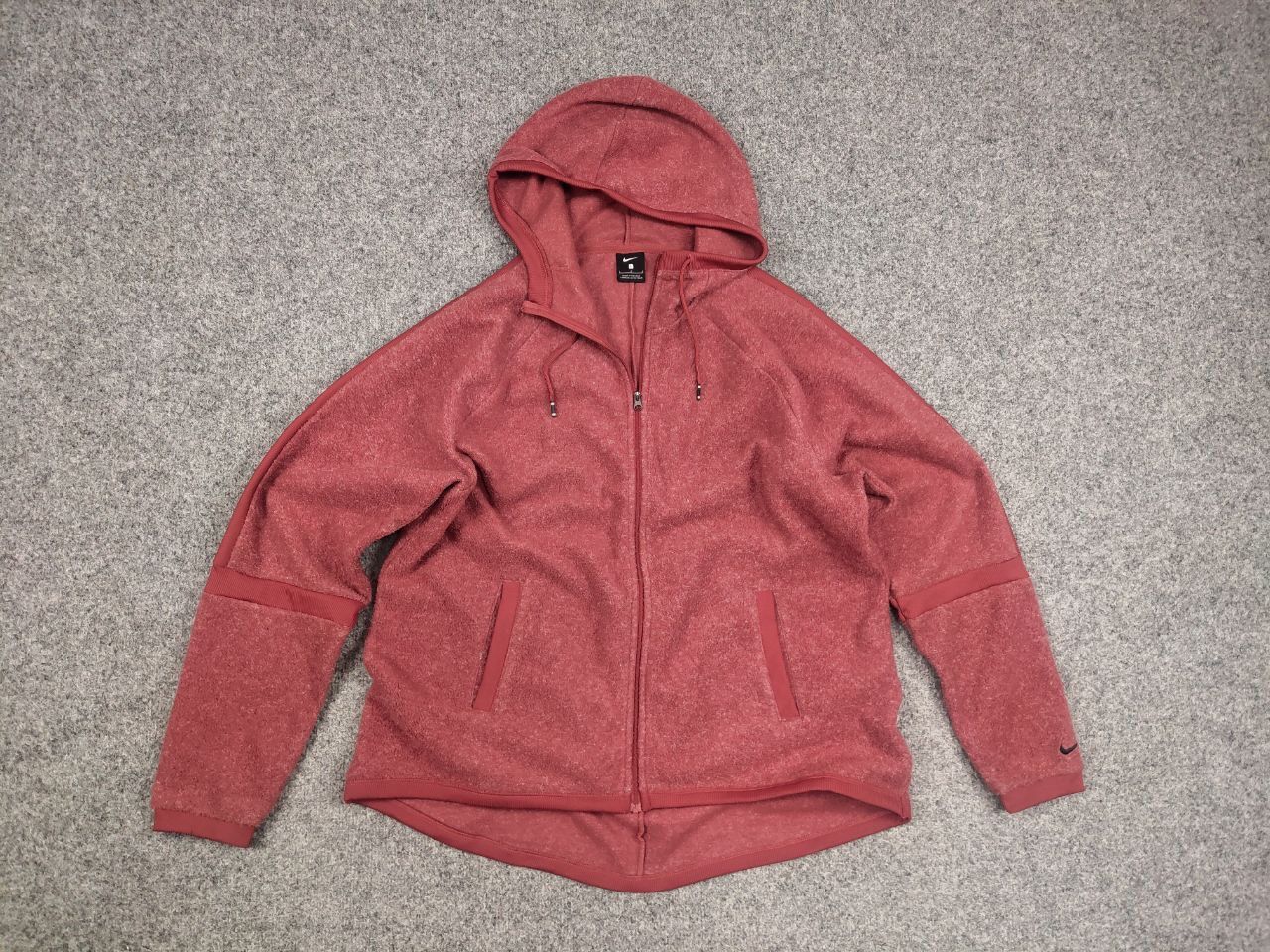 Nike Nike Fleece womens oversized zip-up burgundy Hoodie Size L / US 10 / IT 46 - 11 Thumbnail