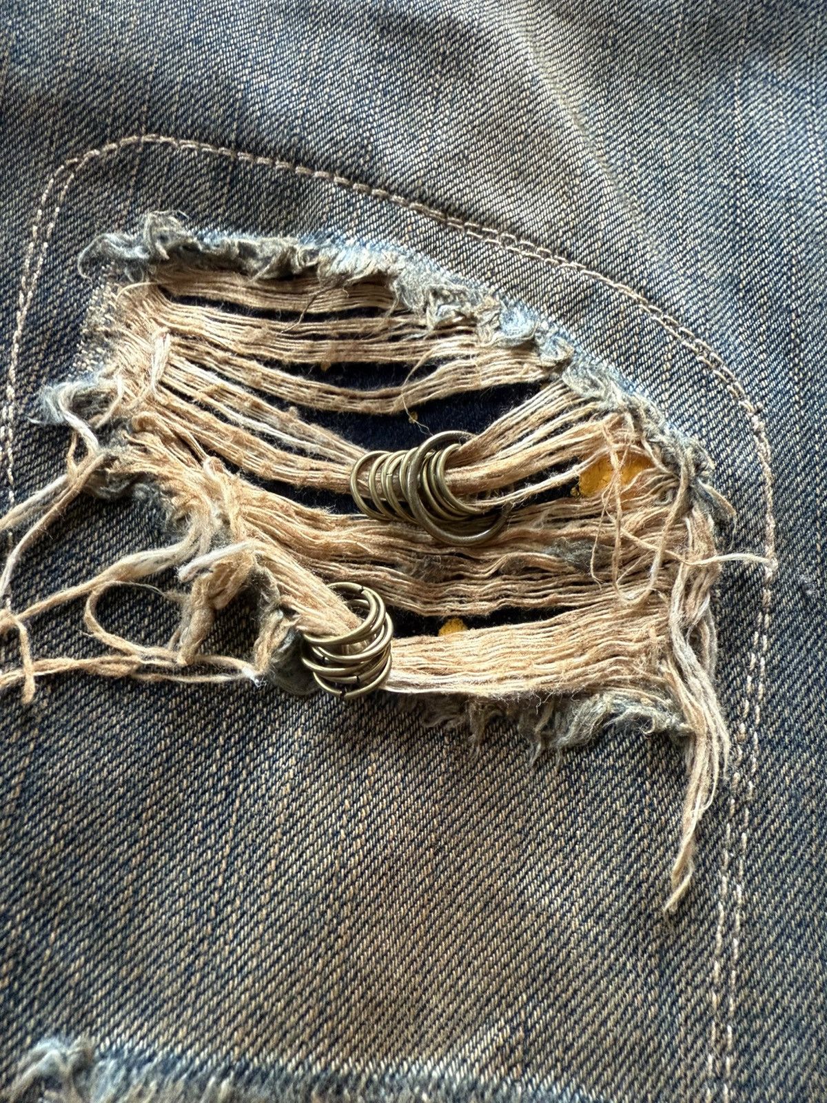 If Six Was Nine Rare Edwin 535 Pierced & Studs Heavy Mud Wash Flared Jeans Size US 32 / EU 48 - 7 Thumbnail