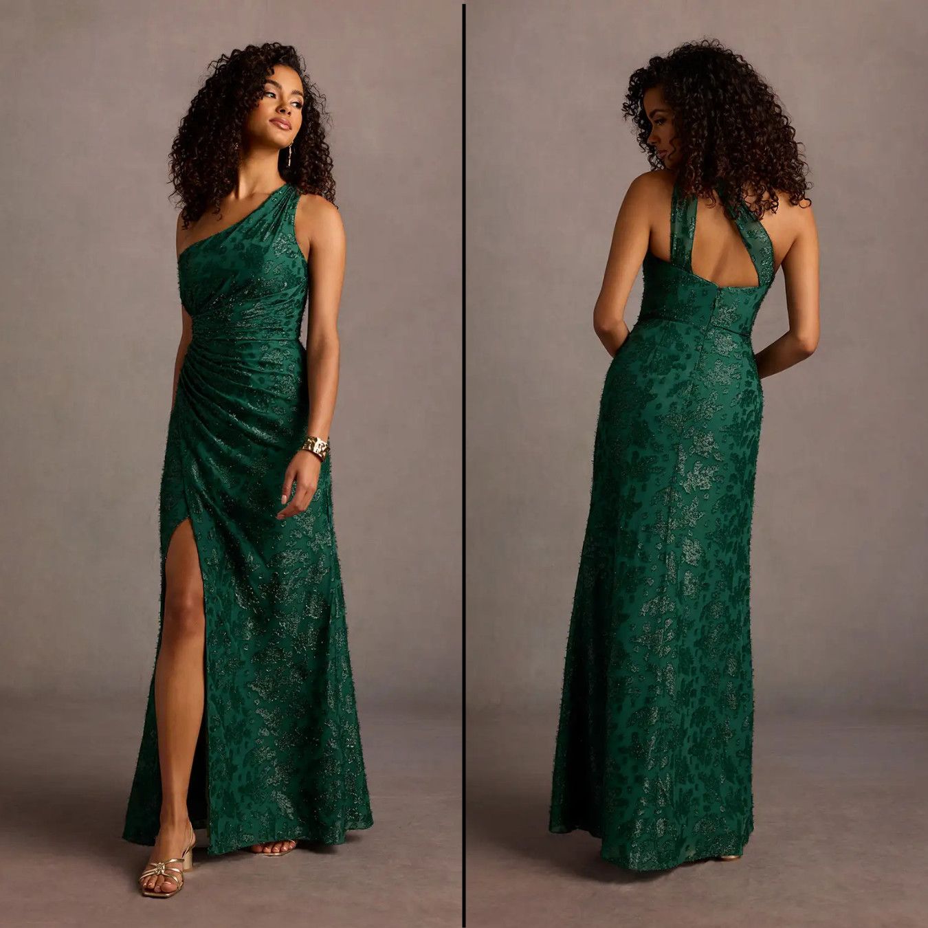Designer NWT Azazie Georgina Emerald One-Shoulder Maxi Dress Size 10 Size L / US 10 / IT 46 - 3 Thumbnail