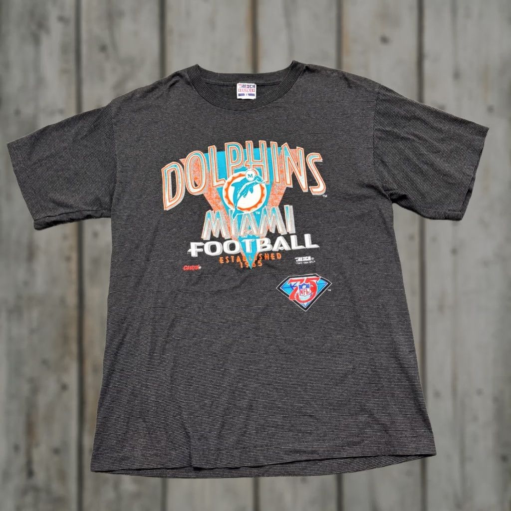 NFL VTG Trench Ultra Miami Dolphins Shirt Men's XL NFL 75th Gray Black Football Logo 1994 Distressed Quality Mens XL Size US XL / EU 56 / 4 - 1 Thumbnail