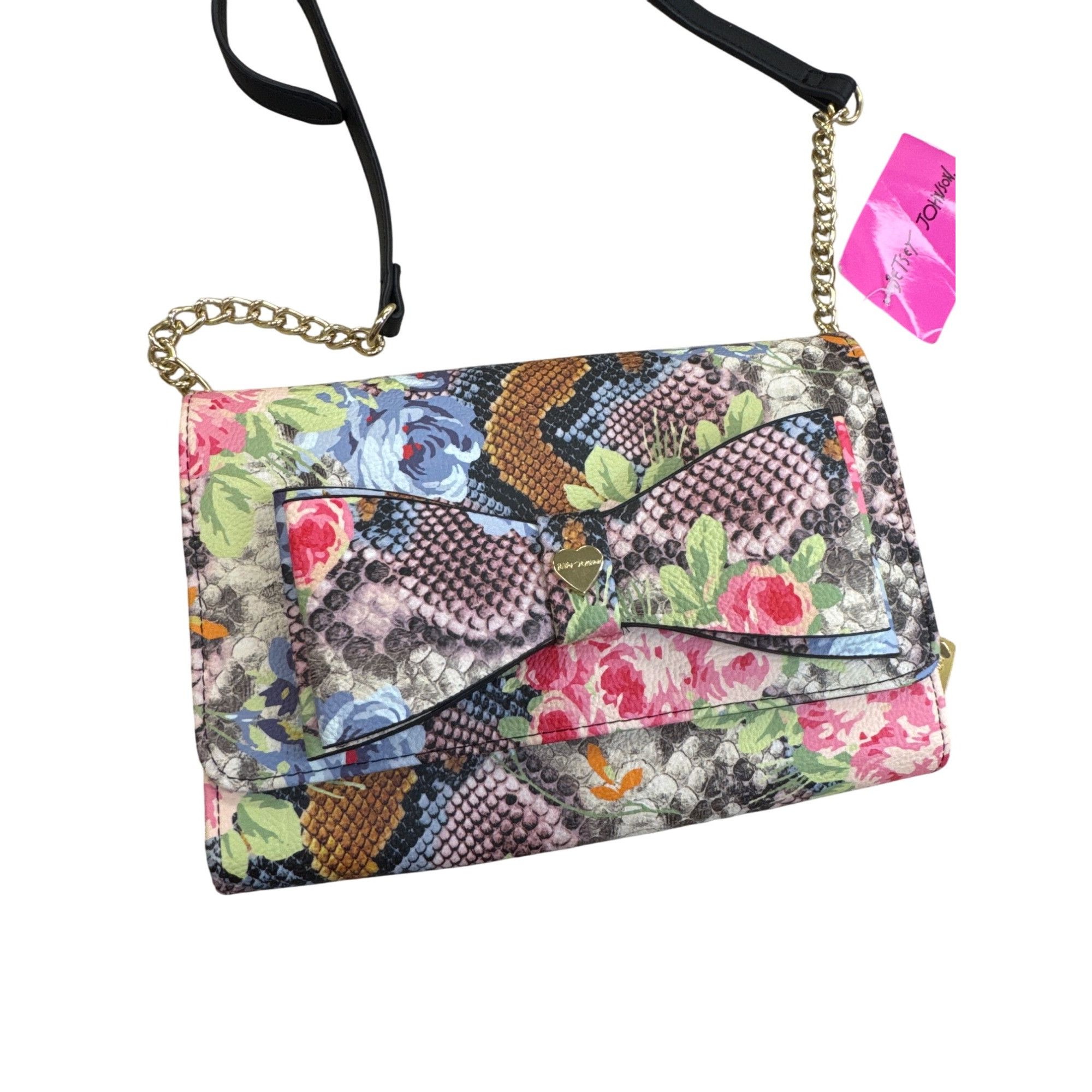 Betsey Johnson Betsey Johnson Floral Snakeskin Crossbody Clutch Purse SKU 7 Size ONE SIZE - 2 Thumbnail