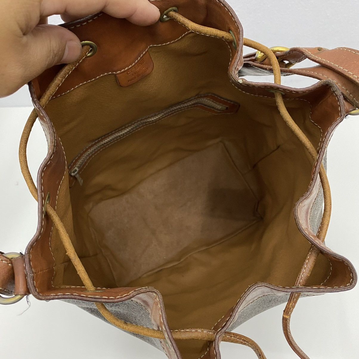 Celine ‼️LASTDROP‼️ CELINE MACADAM BUCKET DRAWSTRING SHOULDER BAG Size ONE SIZE - 11 Thumbnail