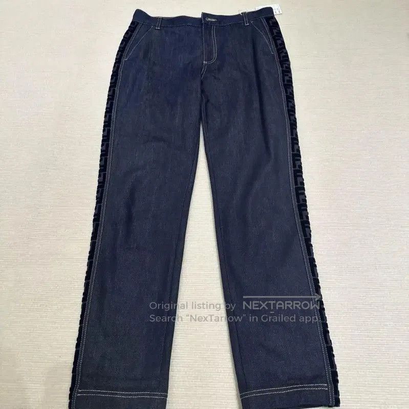 Fendi Blue Cotton Double F Logo Denim Pants .