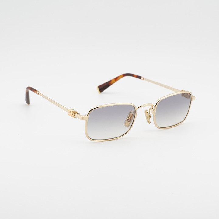 Miu Miu Miu Miu MUA53S 5AK04O Sunglasses Gold Rectangle Frame Size ONE SIZE - 7 Thumbnail