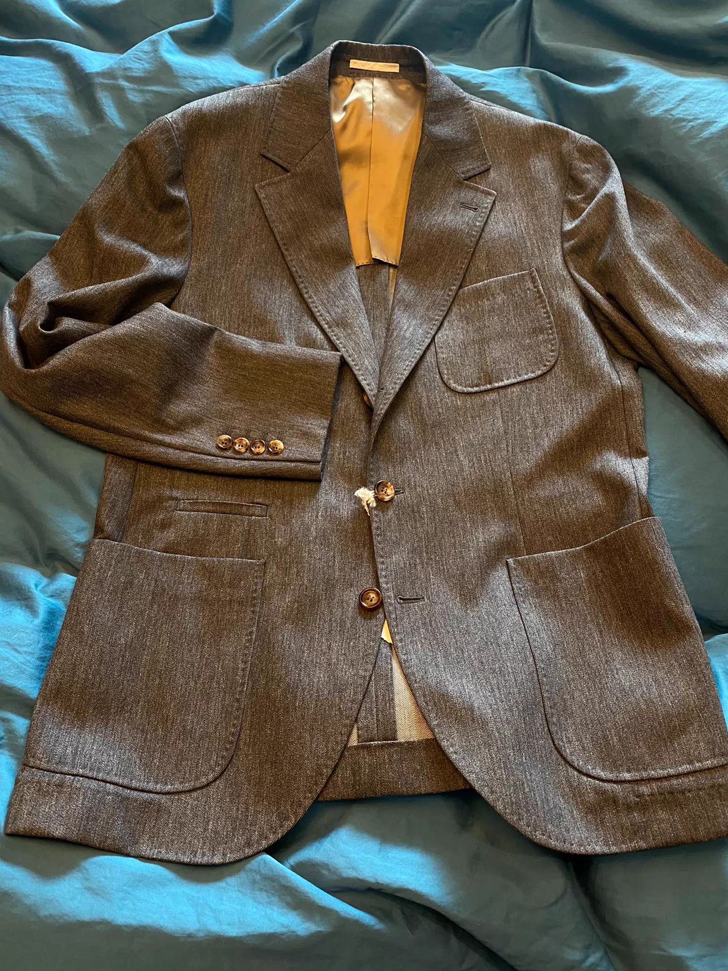 Brunello Cucinelli BRUNELLO CUCINELLI Italian Gray Wool Blazer (New, 50) Size 50R - 2 Thumbnail
