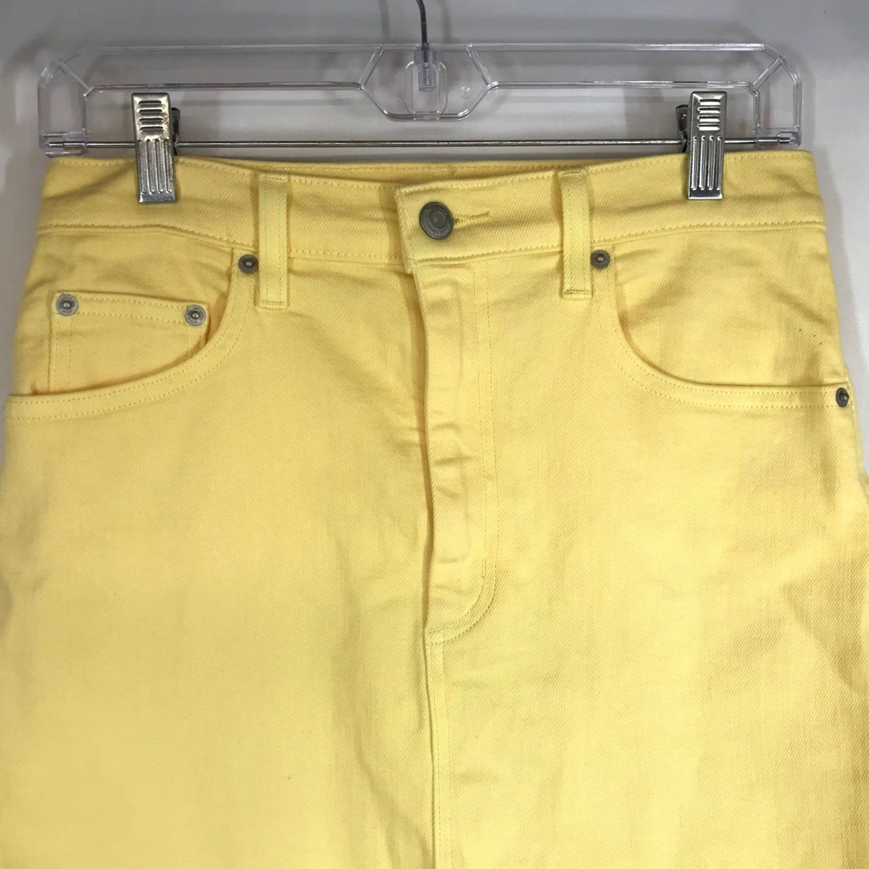 Vintage VINTAGE Wilfred Free Yellow Denim Skirt Frayed Hem Mini Size 8 Size 30" / US 8 / IT 44 - 2 Thumbnail