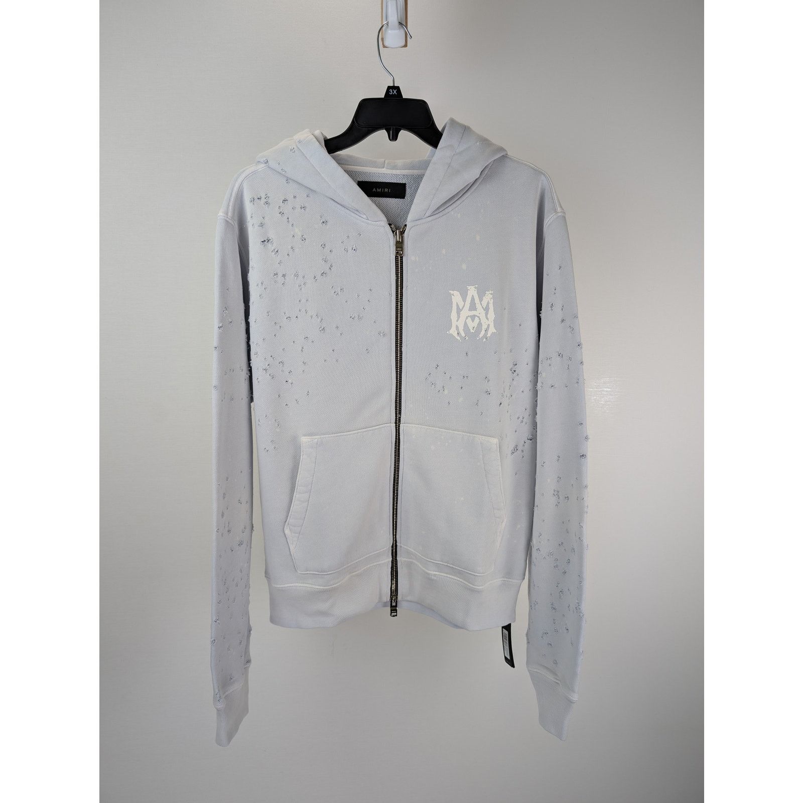 Amiri o1rshd1 Washed MA Shot Hoodie Zipper in Grey Dawn Size US XXL / EU 58 / 5 - 1 Thumbnail