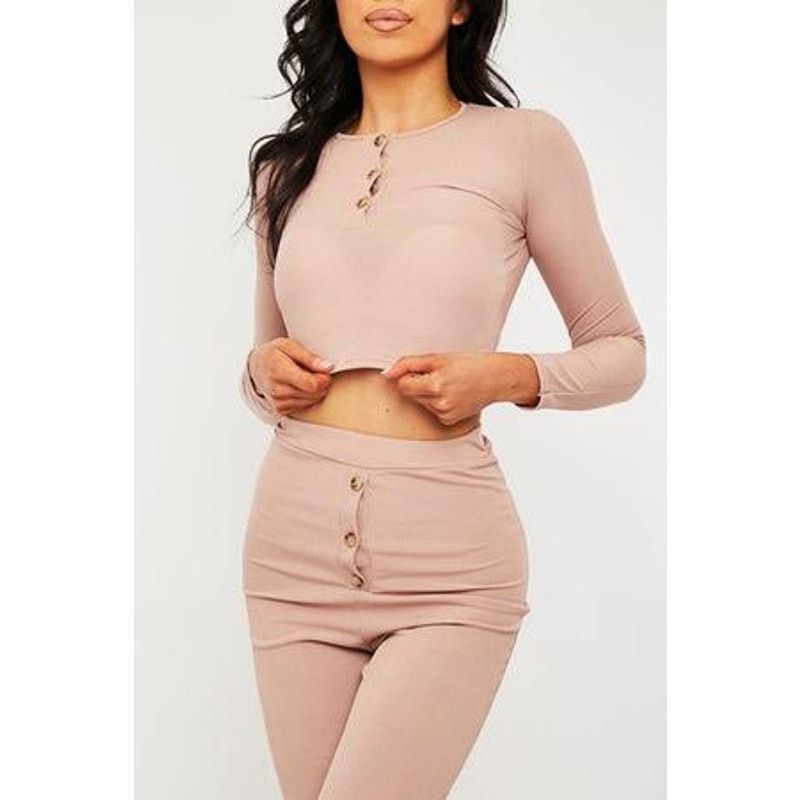 Nasty Gal Nasty Gal | Pink Ribbed Matching Set | Size 10 Size 32" / US 10 / IT 46 - 11 Thumbnail