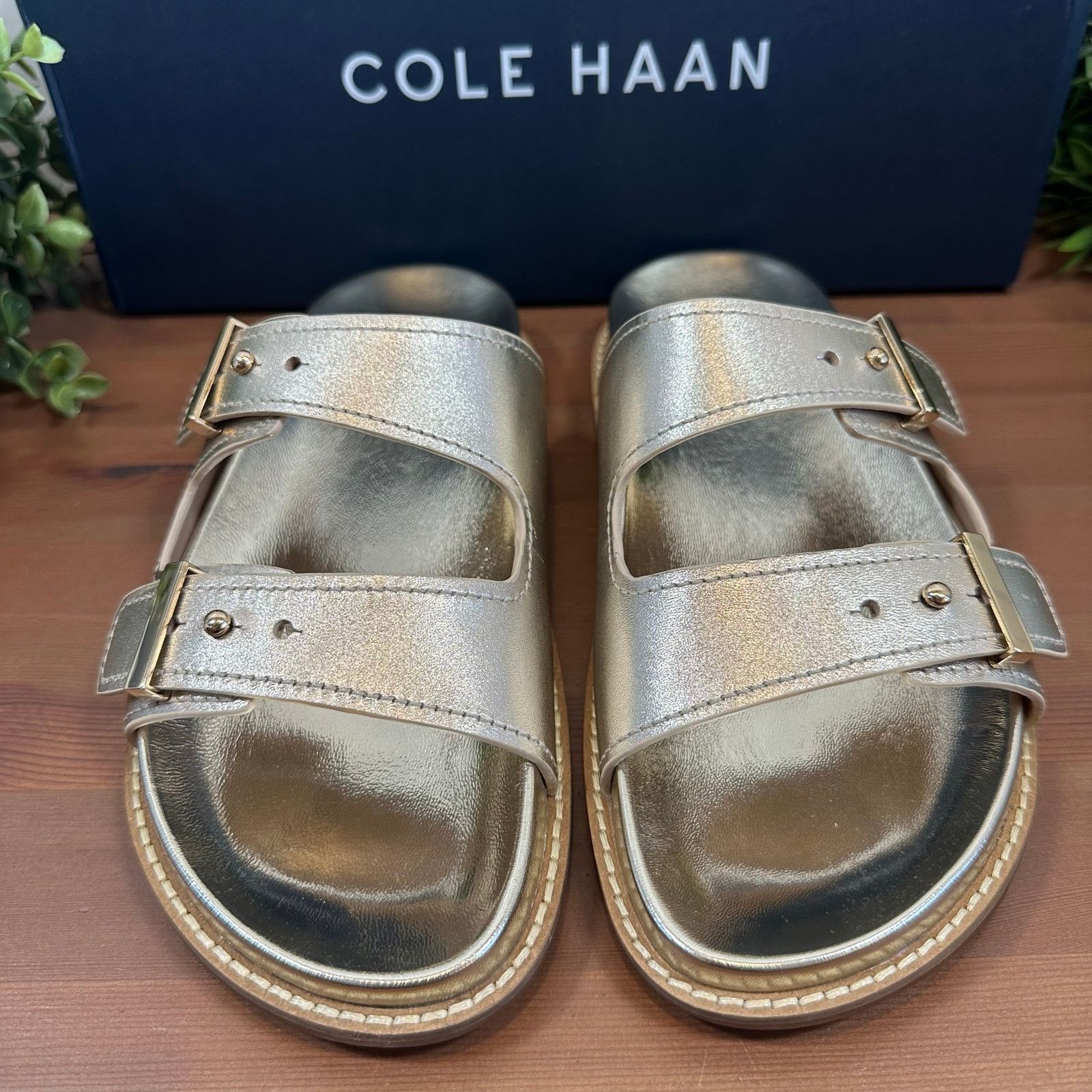 Cole Haan Cole Haan Women's Marisol Footbed Sandals Soft Gold Leather Size US 7 / IT 37 - 4 Thumbnail