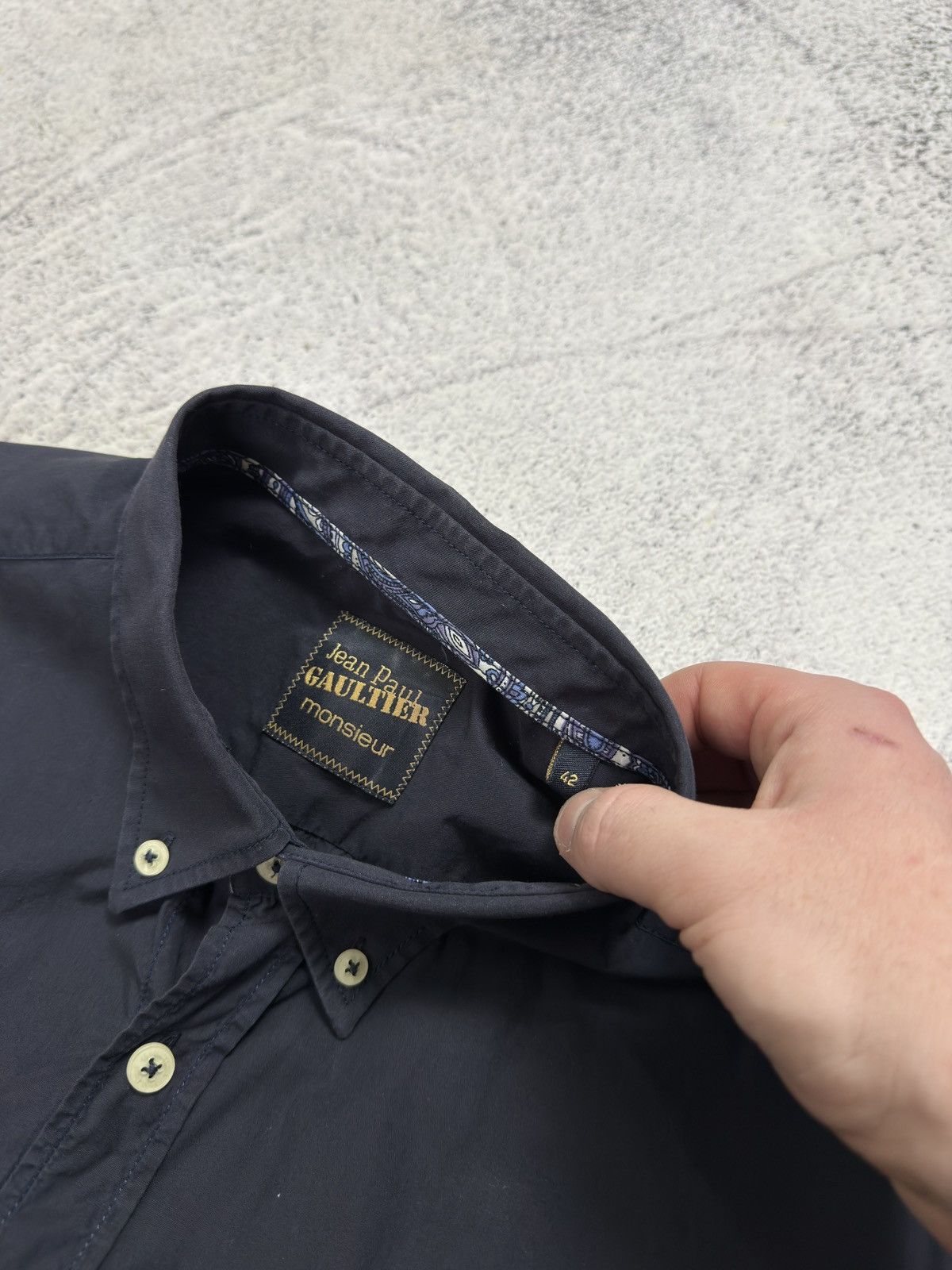 Jean Paul Gaultier Jean Paul Gaultier Monsieur Vintage Navy Button-Up Shirt Size US L / EU 52-54 / 3 - 7 Thumbnail