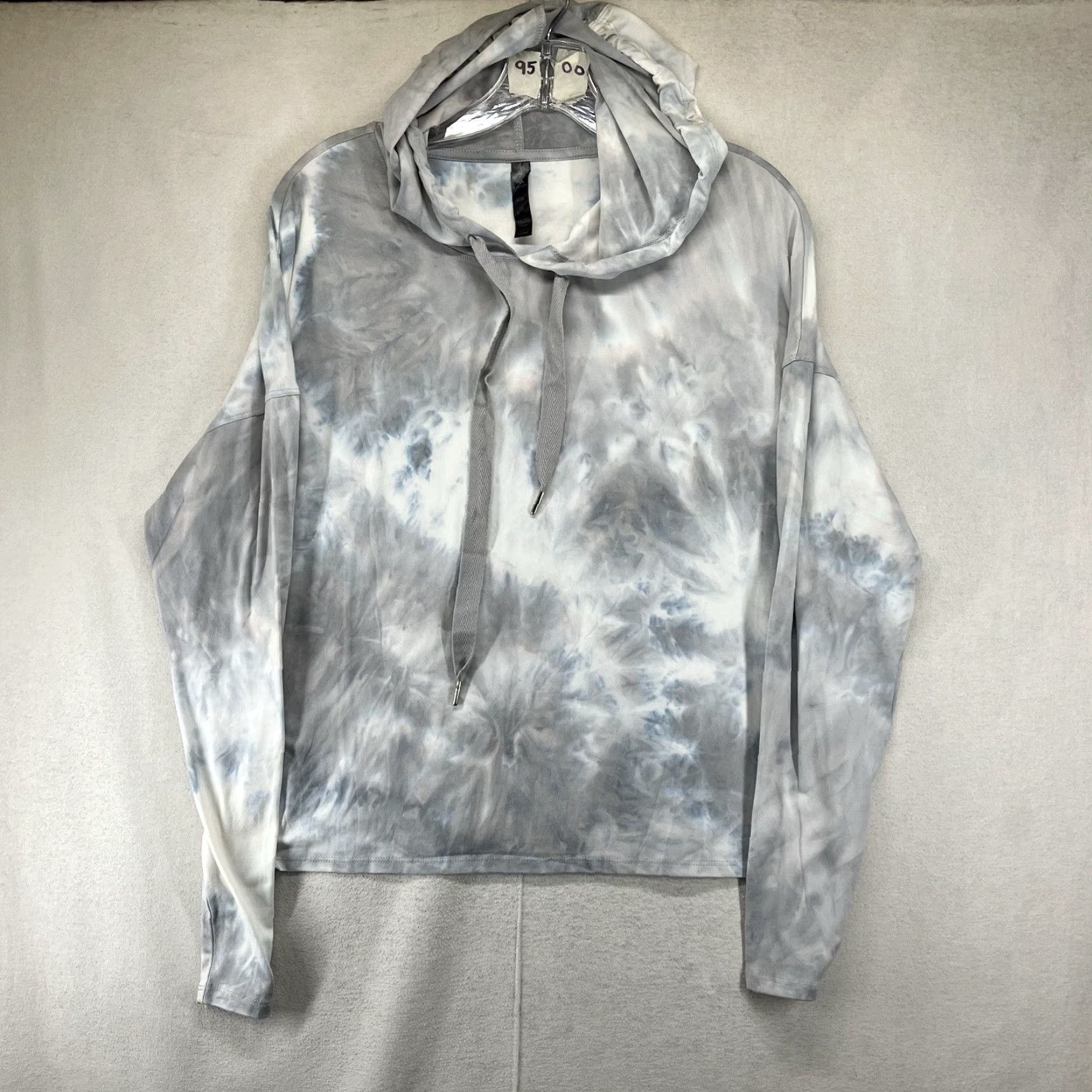 Kyodan Kyodan Women's Hoodie Medium Blue Gray Tie Dye Pullover Lightweight Stretch Hooded Geometric Activewear Casual Travel Size M / US 6-8 / IT 42-44 - 2 Thumbnail