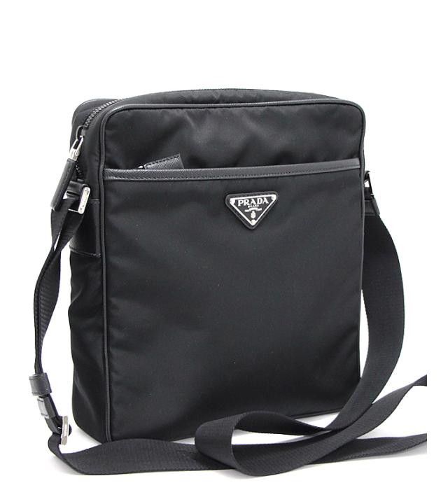 Prada Triangle Logo Shoulder Bag Nylon × Leather Black