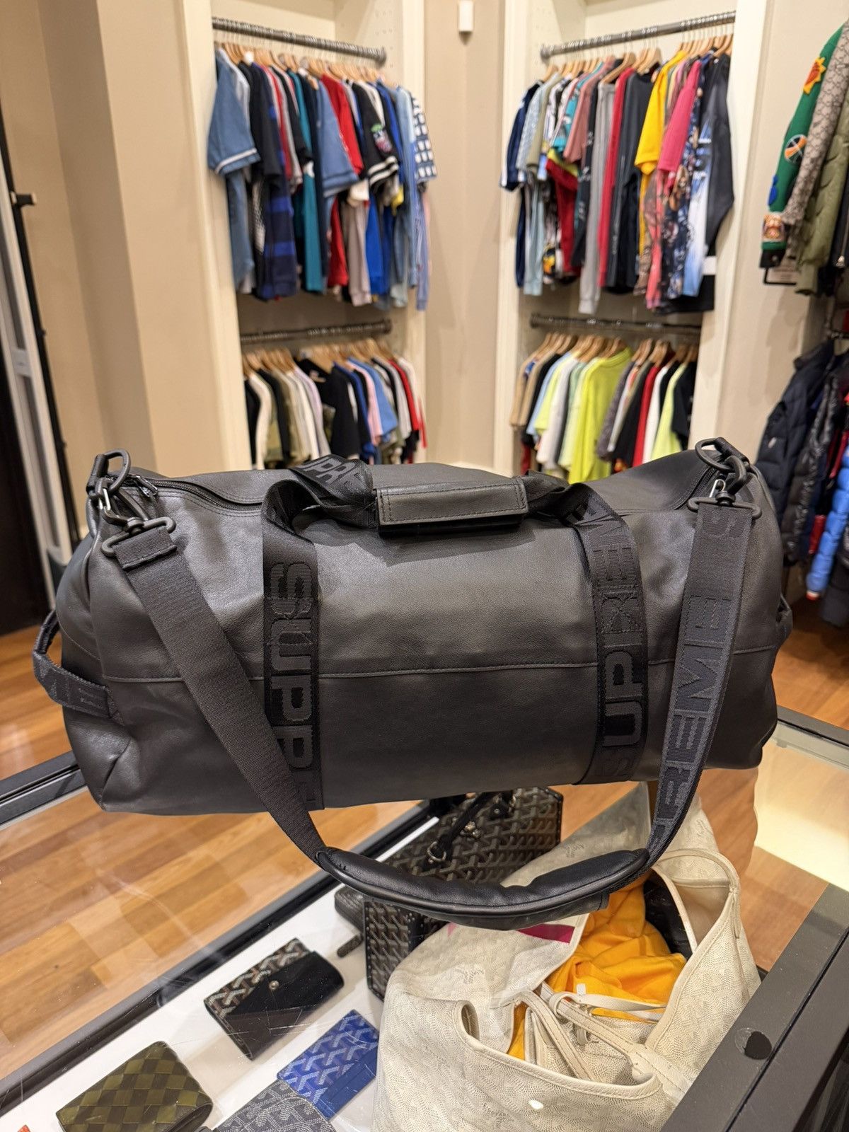 Supreme Supreme FW23 Black Leather Duffle Bag Size ONE SIZE - 1 Thumbnail