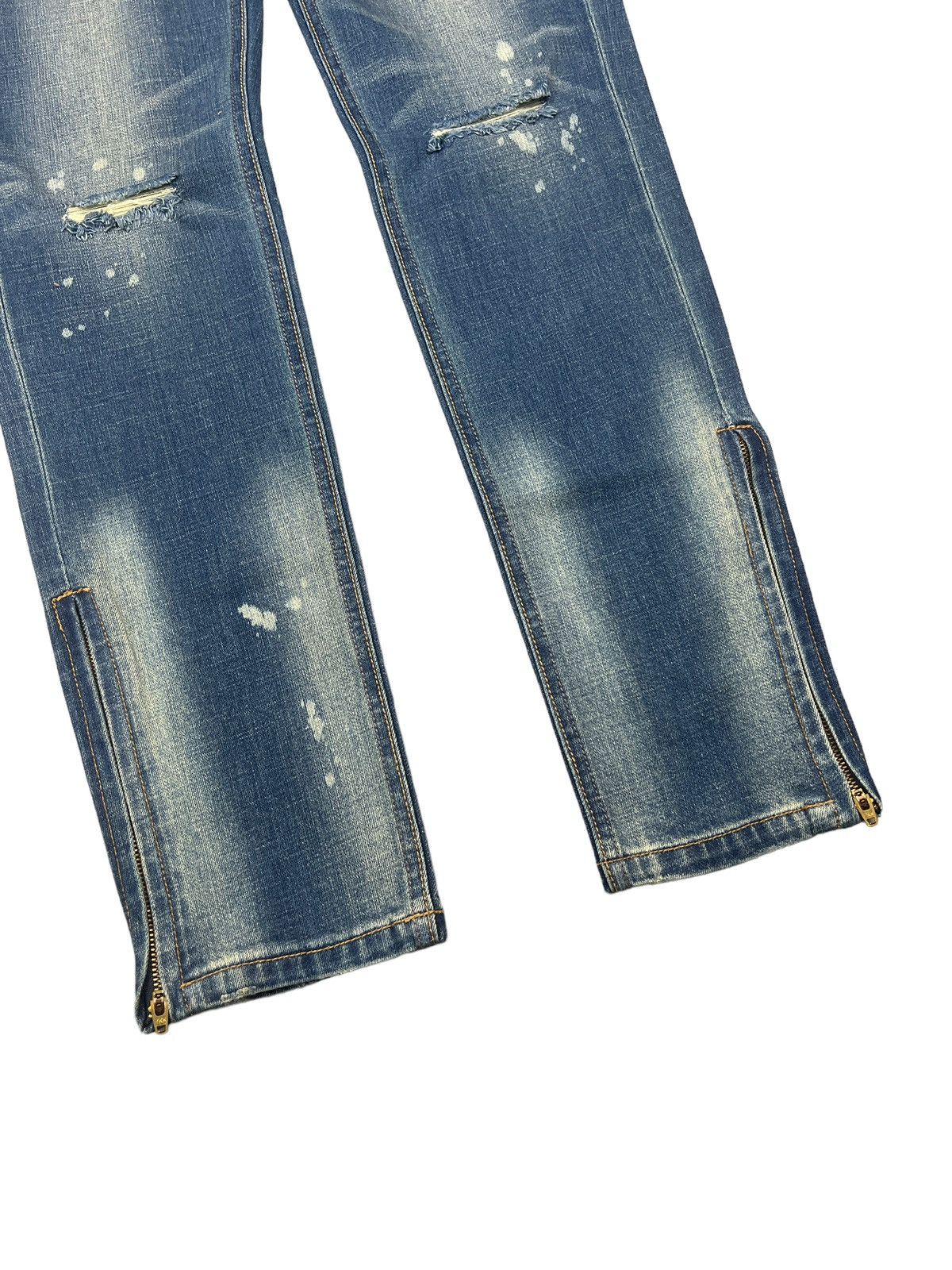Number (N)ine Number (N)ine Leg Zipper Distressed Denim Size US 33 - 4 Thumbnail