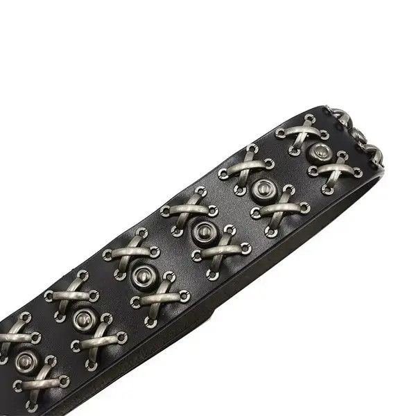 Japanese Brand Kinuka x Miyu The Barb Crook Rivet Cowskin Punk Gothic Belt Size ONE SIZE - 4 Thumbnail