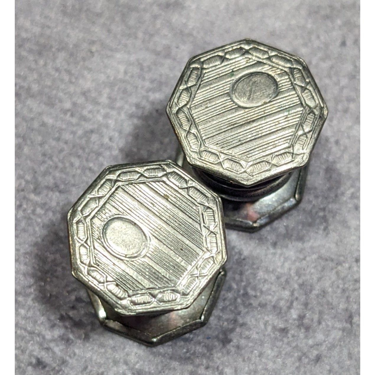 Other Vintage Etched Geometric Silver Tone Snap Cufflinks Size ONE SIZE - 9 Thumbnail