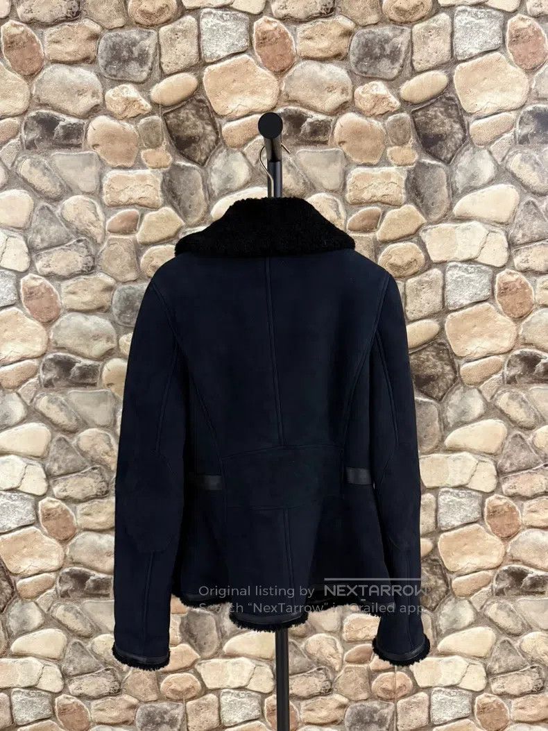 Hermes Hermes Deep blue lamb fur collar leather jacket Size XS / US 0-2 / IT 36-38 - 2 Thumbnail