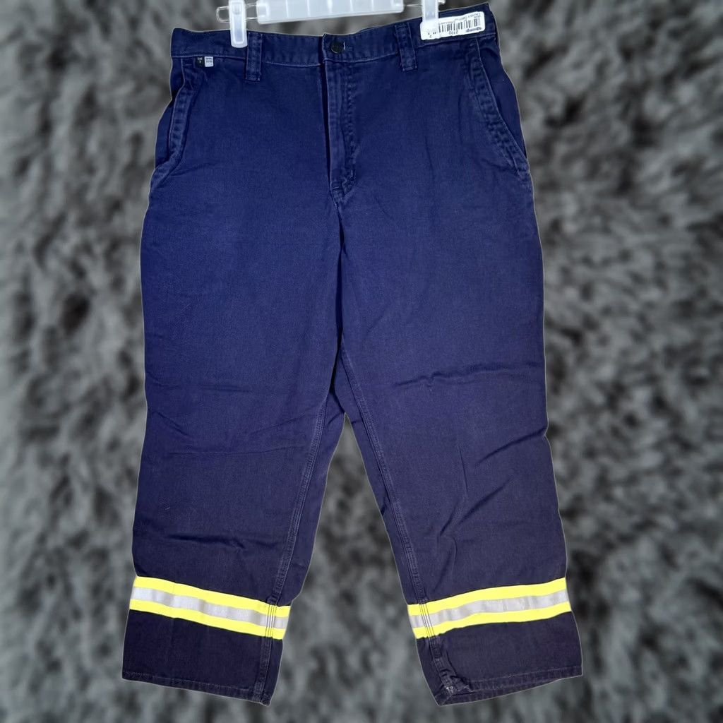 Carhartt VINTAGE Carhartt FR Pants Mens 34x28 Navy Flame Resistant Reflective Tape CAT2 Work Size US 34 / EU 50 - 1 Thumbnail