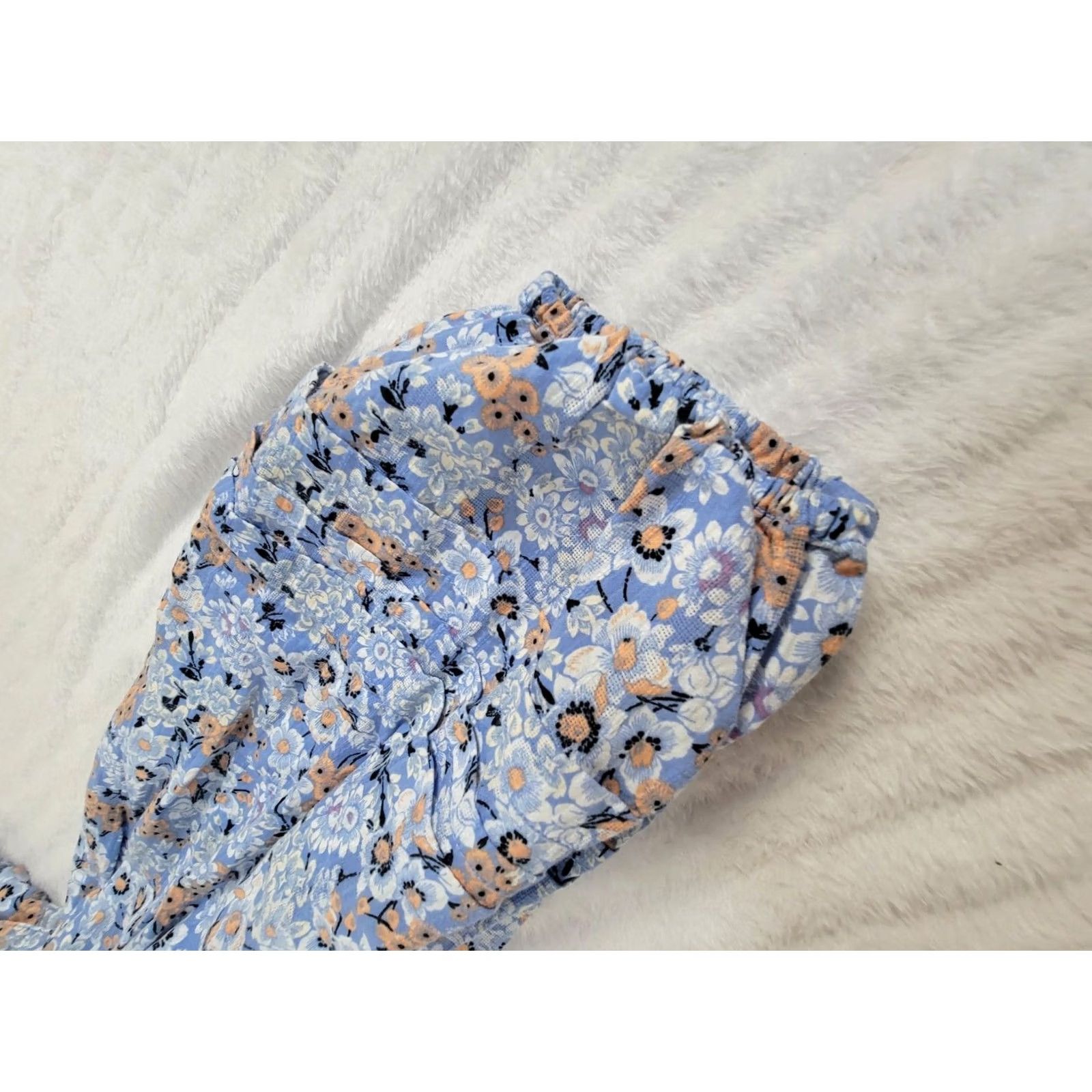 Free People Free People Women Floral Button-Up Puff Sleeve Blouse Small Light Blue Cotton Shirt Womens Size S / US 4 / IT 40 - 7 Thumbnail