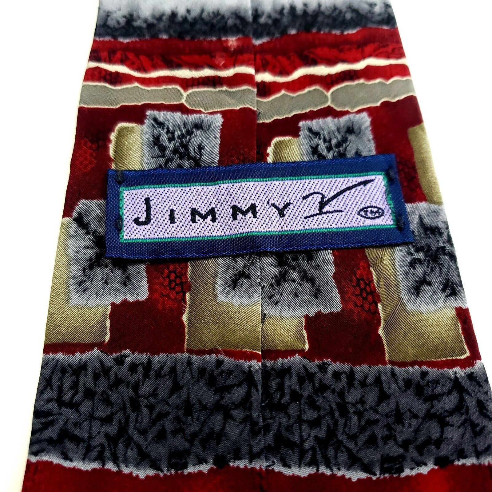 Vintage Jimmy V Red Abstract Print Jamal Anderson Collection 4 Silk Size ONE SIZE - 3 Thumbnail