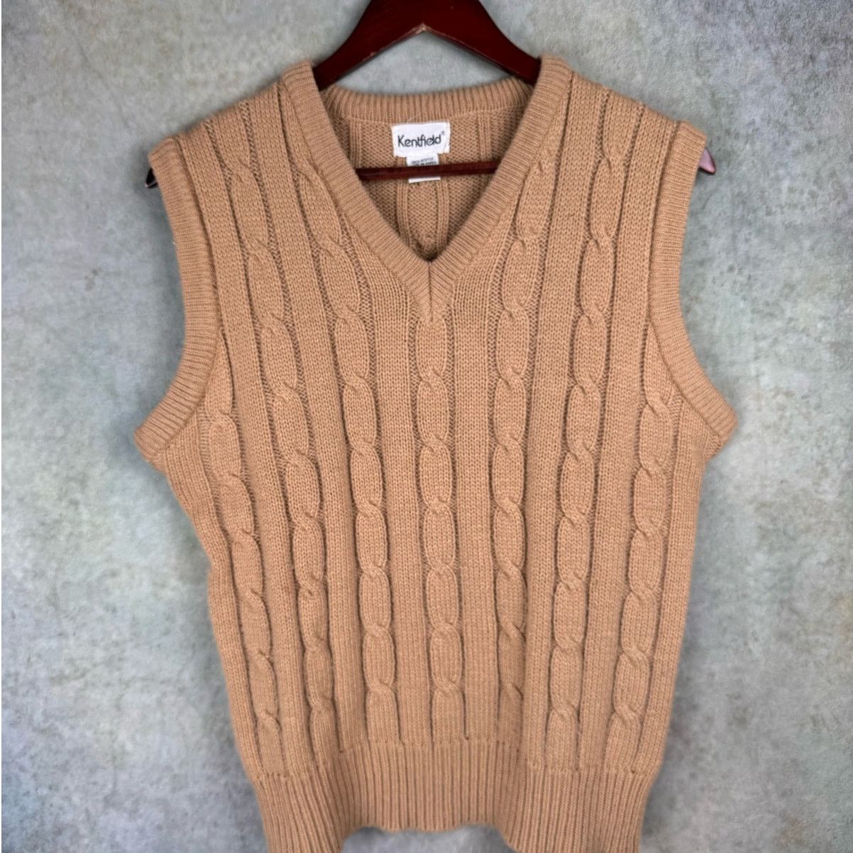 Vintage VTG 90s Cable Knit Sweater Vest Mens Sz M Tan Brown Size US M / EU 48-50 / 2 - 7 Thumbnail