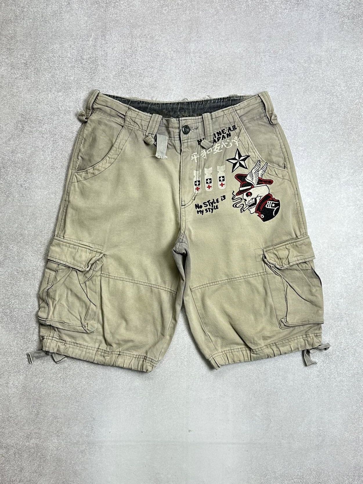 Ed Hardy × Ken Carson Vintage Y2K Skull Embroidery Cargo Grunge Shorts Jorts 32 Size US 32 / EU 48 - 2 Thumbnail
