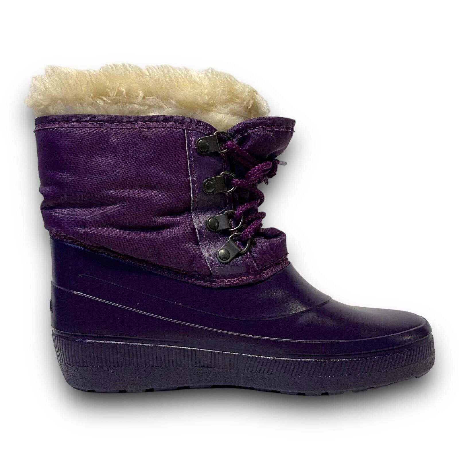 Vintage Vintage Sorel Purple Fur Lined Rubber Winter Rain Snow Boots Size US 5 / IT 35 - 7 Thumbnail