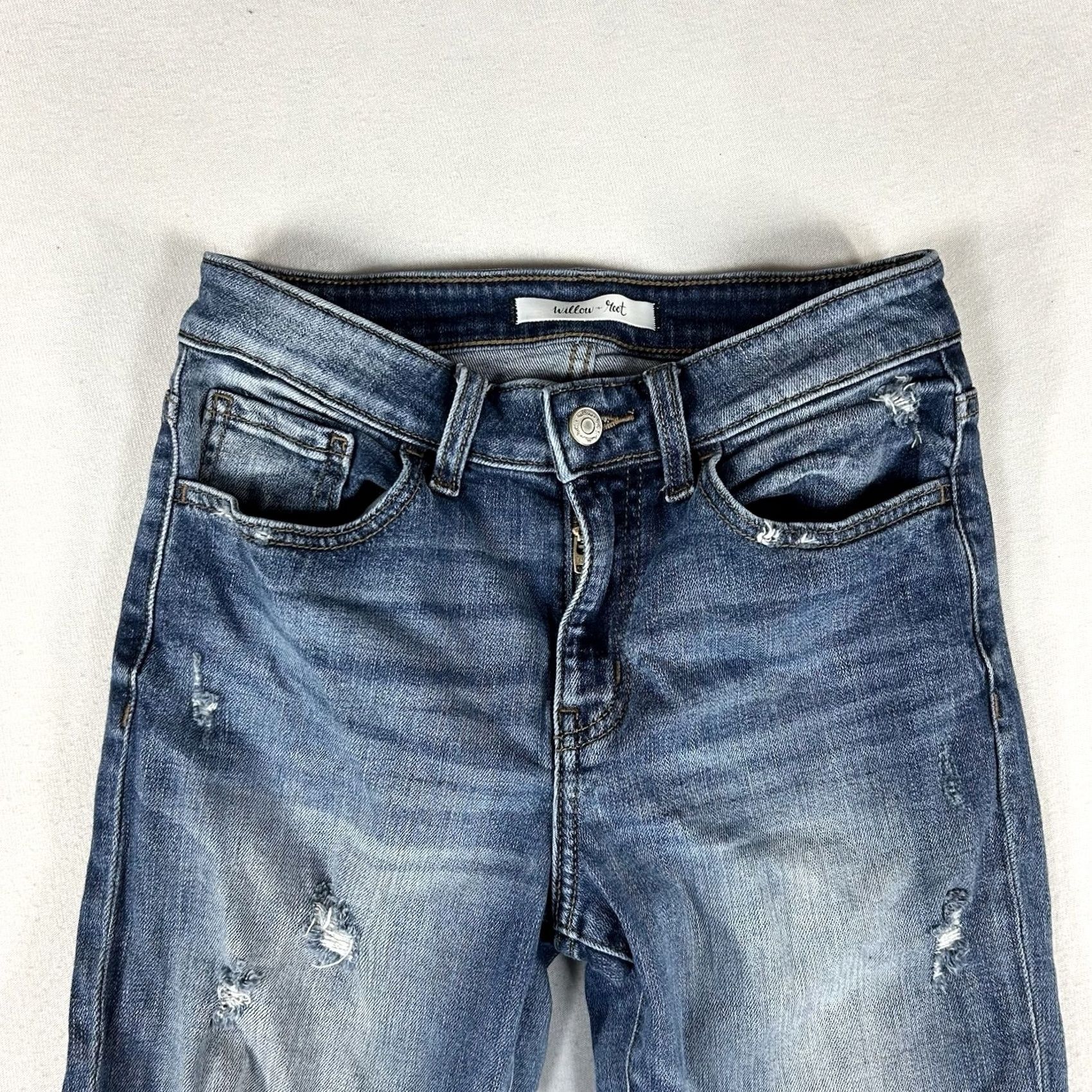 Vintage Willow Root The Everyday Jean Women 25 Blue Denim Straight Leg Casual Mid Womens 5-Pocket Design Stretch Mid Blue Jeans Size 42" / US 20 - 2 Thumbnail