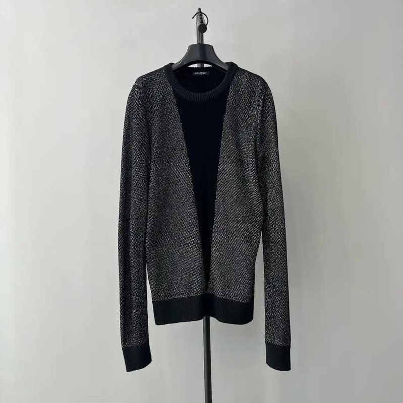 Balmain Balmain Men's Black Cotton Pullover Sweater 0089 Size US S / EU 44-46 / 1 - 1 Thumbnail