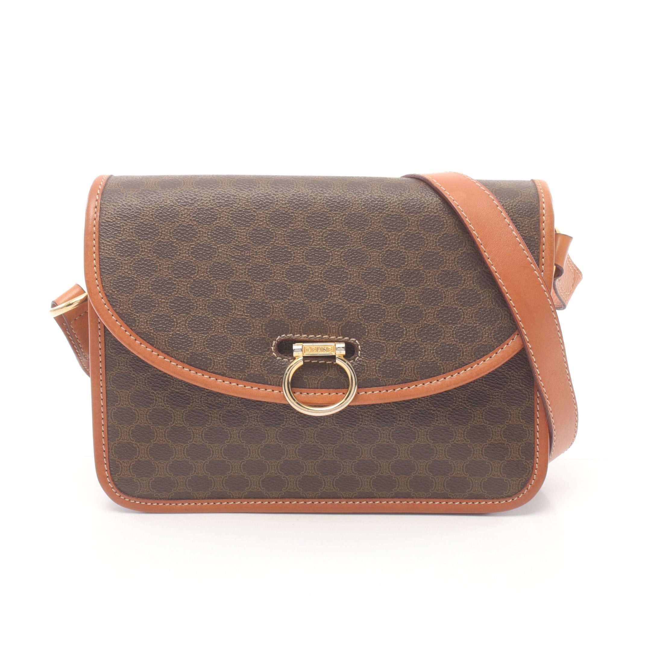 Celine Celine Macadam Shoulder Bag Leather Dark Brown Size ONE SIZE - 1 Thumbnail