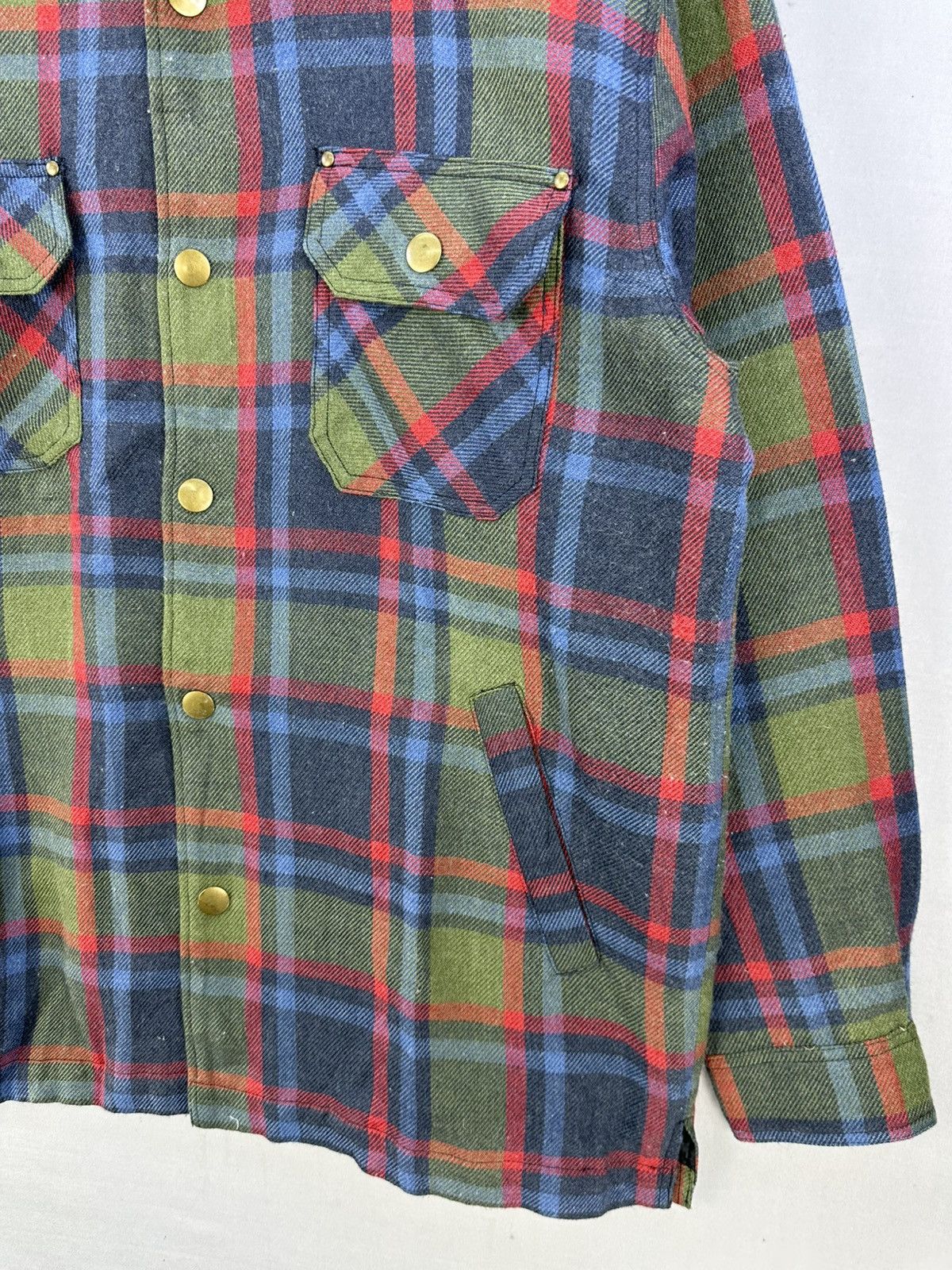 Japanese Brand K3 Plaid Check Snap Button Flannel Shirt Button Up Size US L / EU 52-54 / 3 - 3 Thumbnail