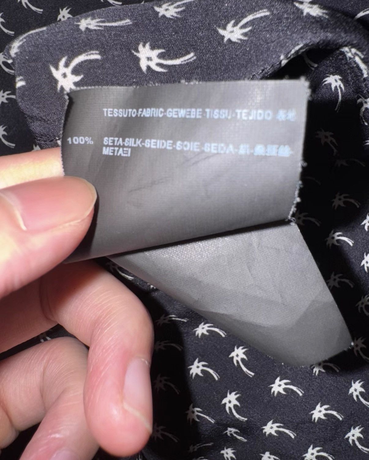 Saint Laurent Paris Saint Laurent 14SS Silk Black/White All-Over Palm Tree Shirt Size US M / EU 48-50 / 2 - 6 Thumbnail