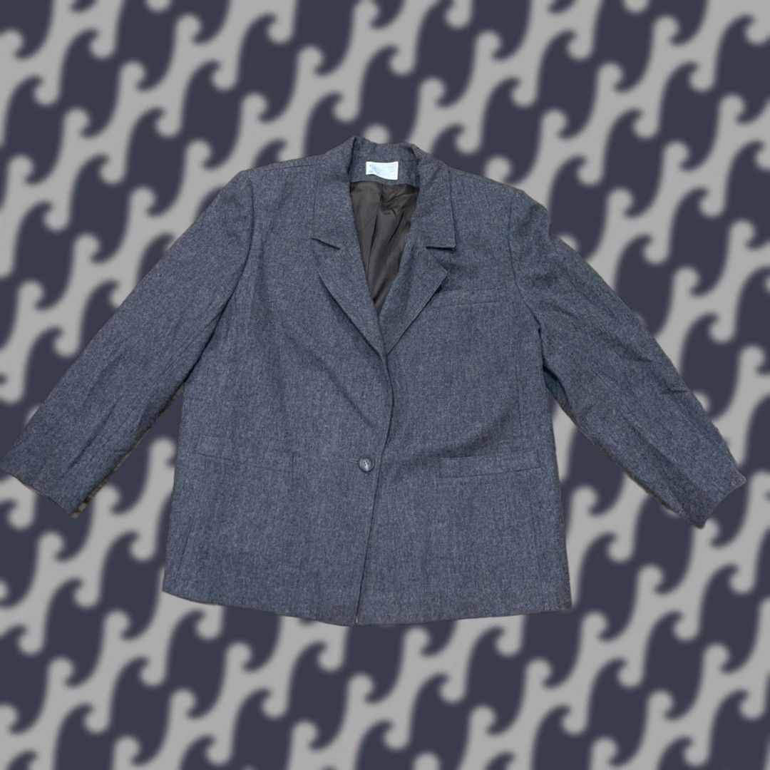 Pendleton VINTAGE Pendleton Blazer Women’s Gray 22W 100% Wool Notch One-Button Single-Breasted Short Sleeve Size 3XL / US 20-22 - 1 Thumbnail