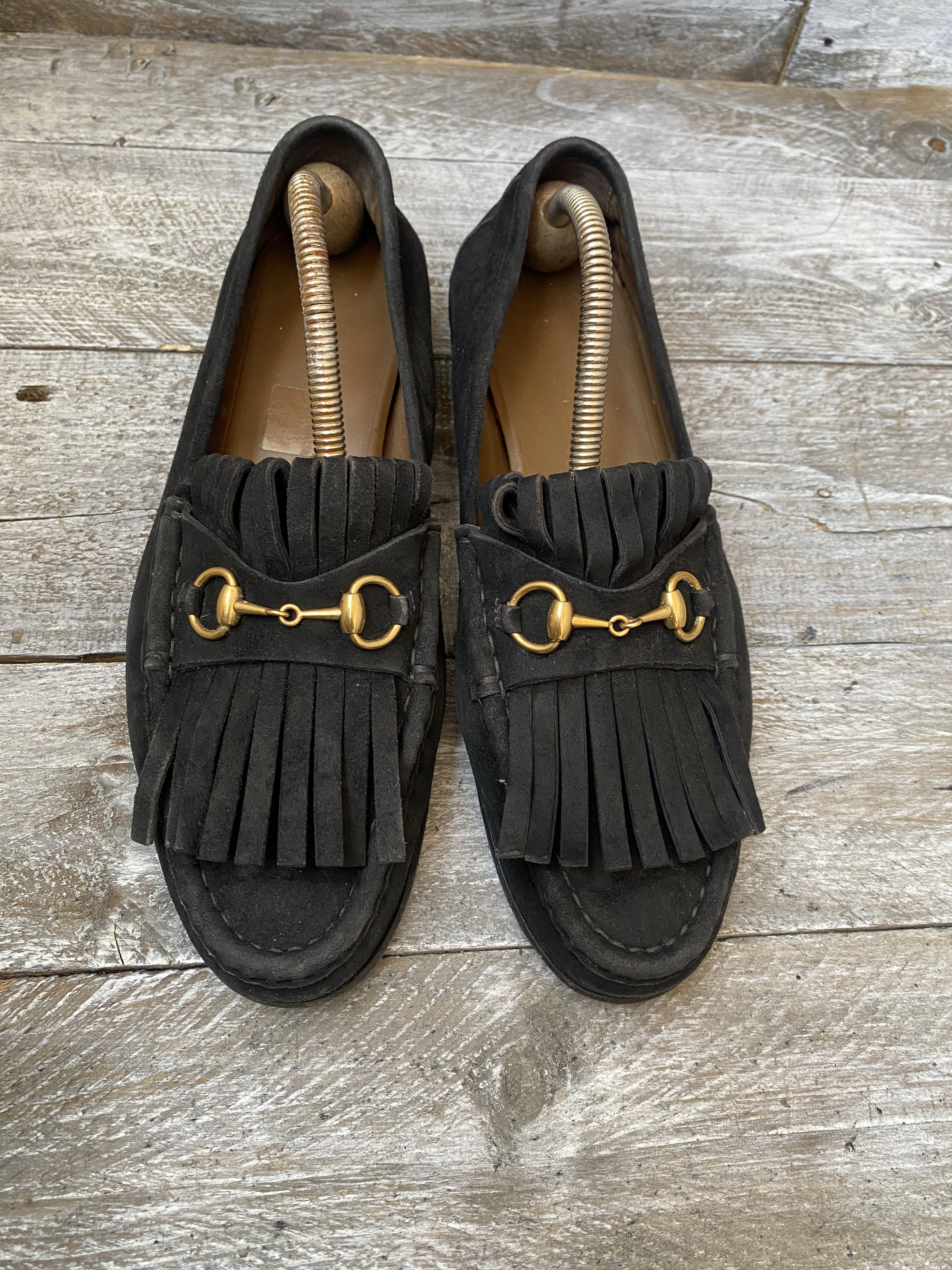 Gucci horsebit suede leather loafers sz 40